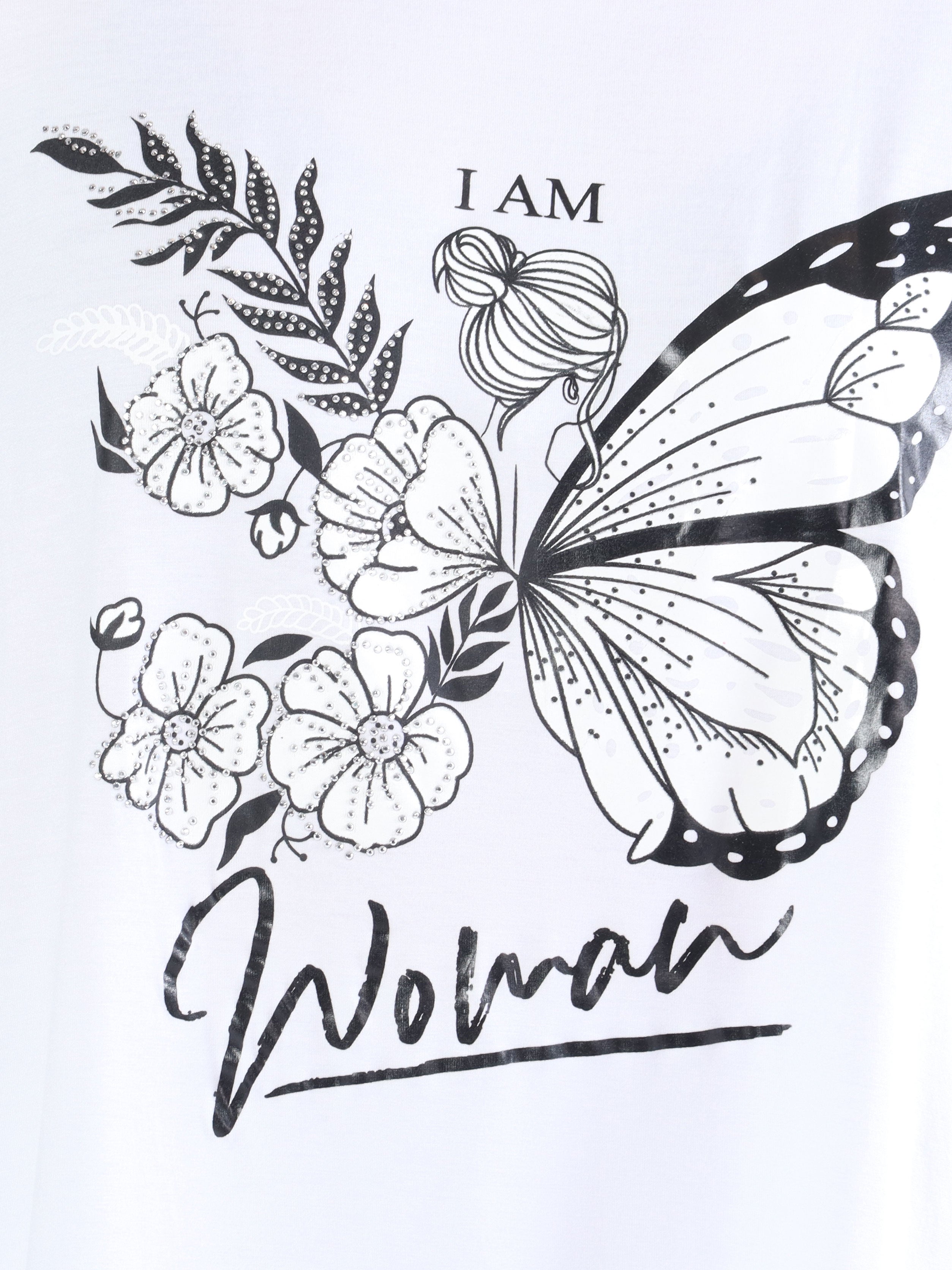 Sisse - Blød elastisk plus size bluse med motiv og similisten