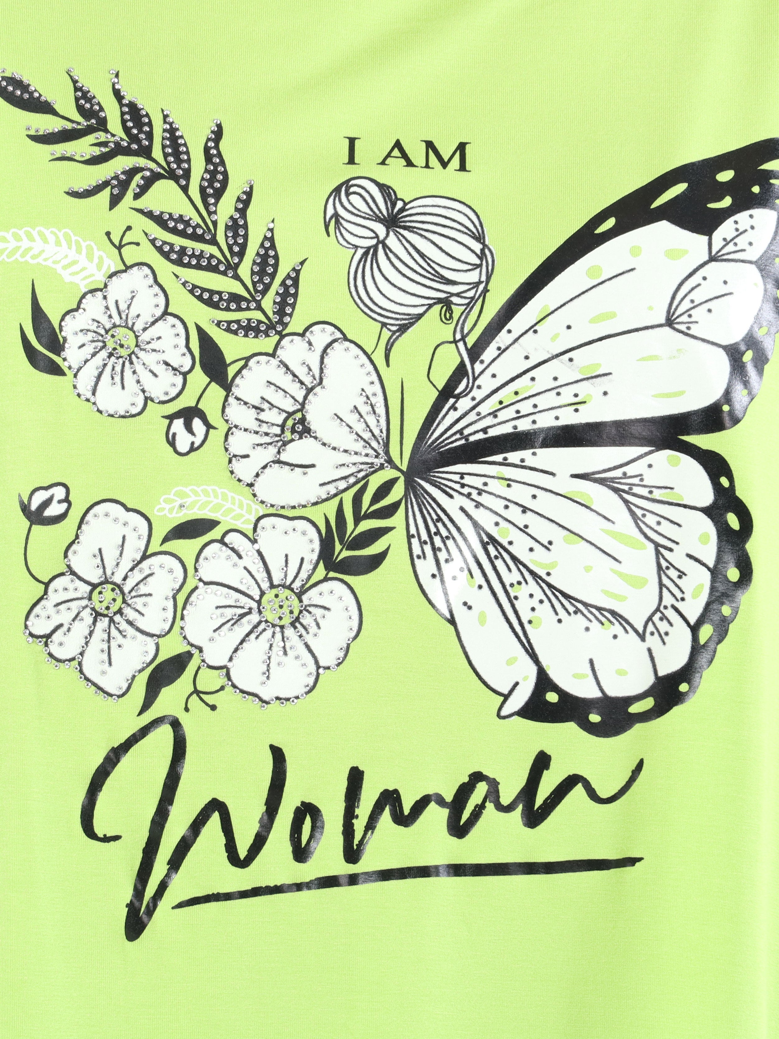 Sisse - Blød elastisk plus size bluse med motiv og similisten