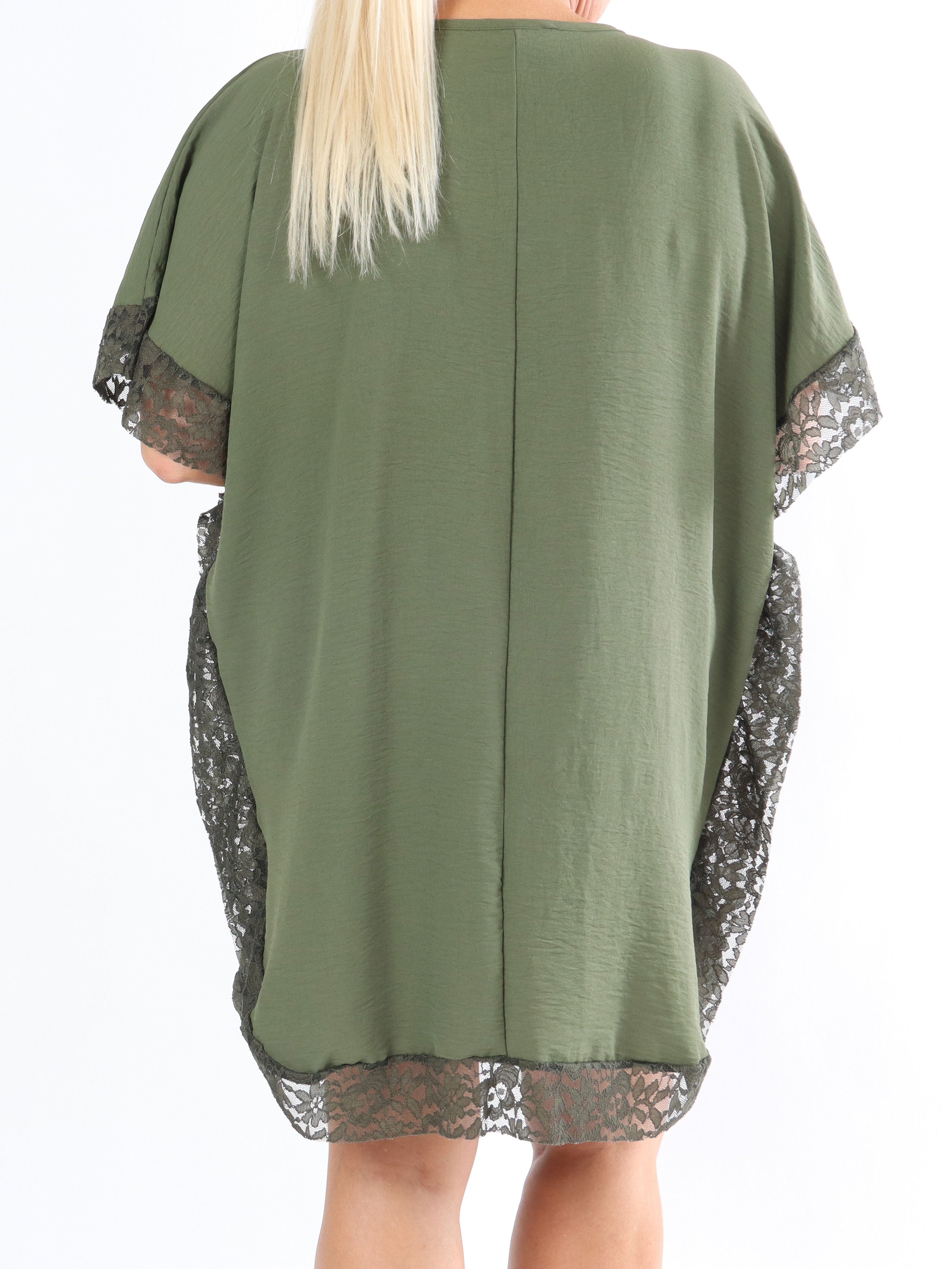 Sofie - Plus size tunika med blonder og lynlås