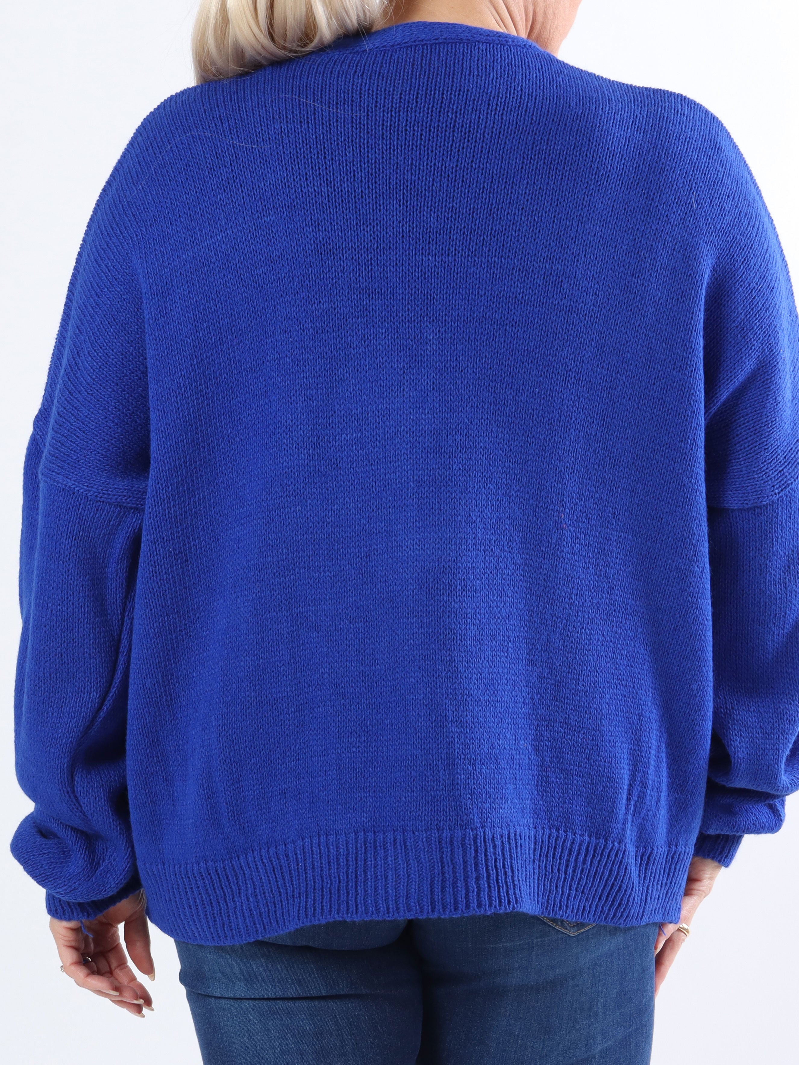 Susana - Kort plus size strikcardigan med skinnende knapper