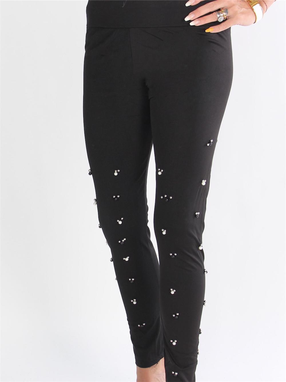 Talitha - Sorte leggings med perler