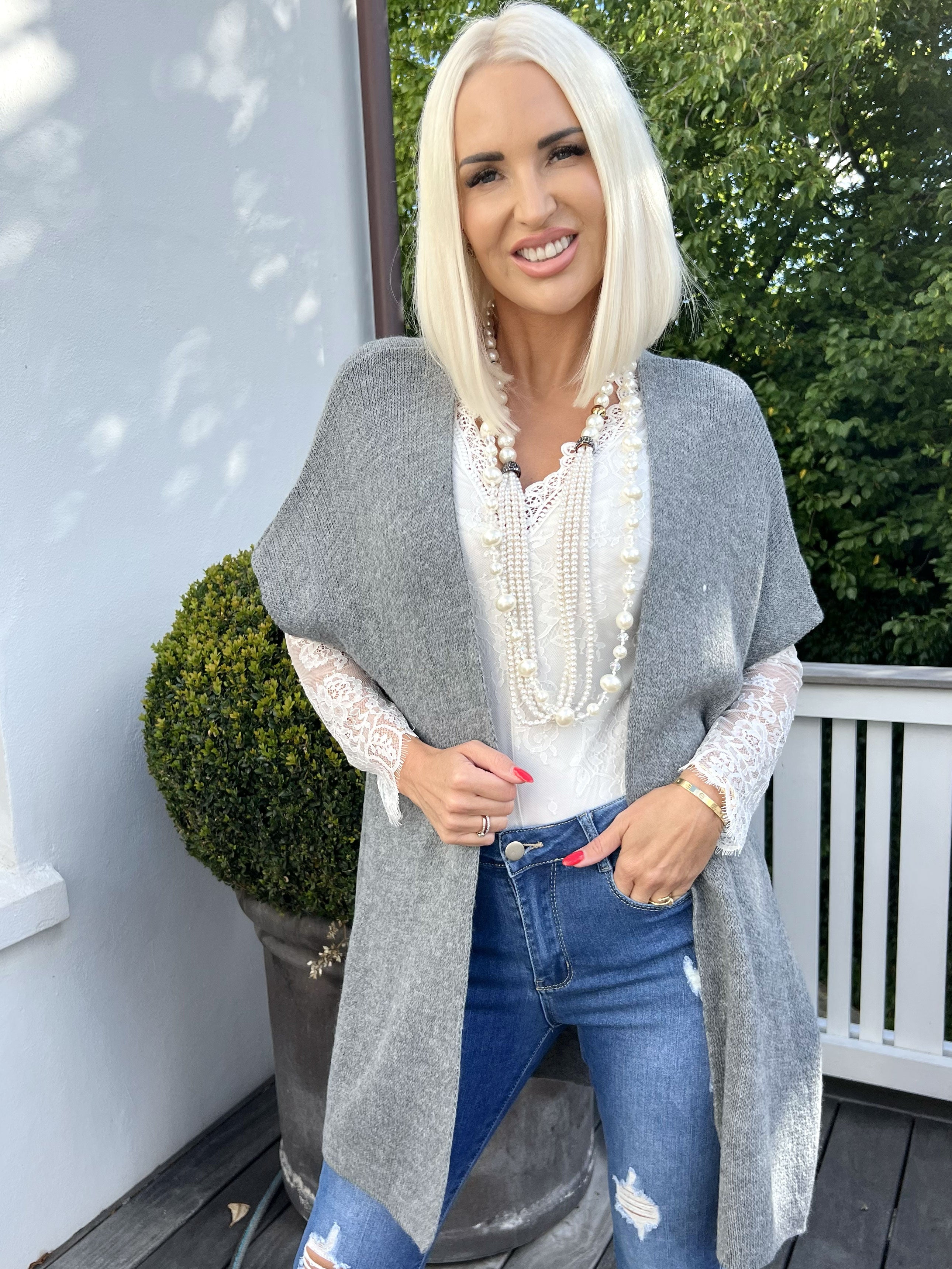 Tilly Plain - Blød strik cardigan uden ærmer