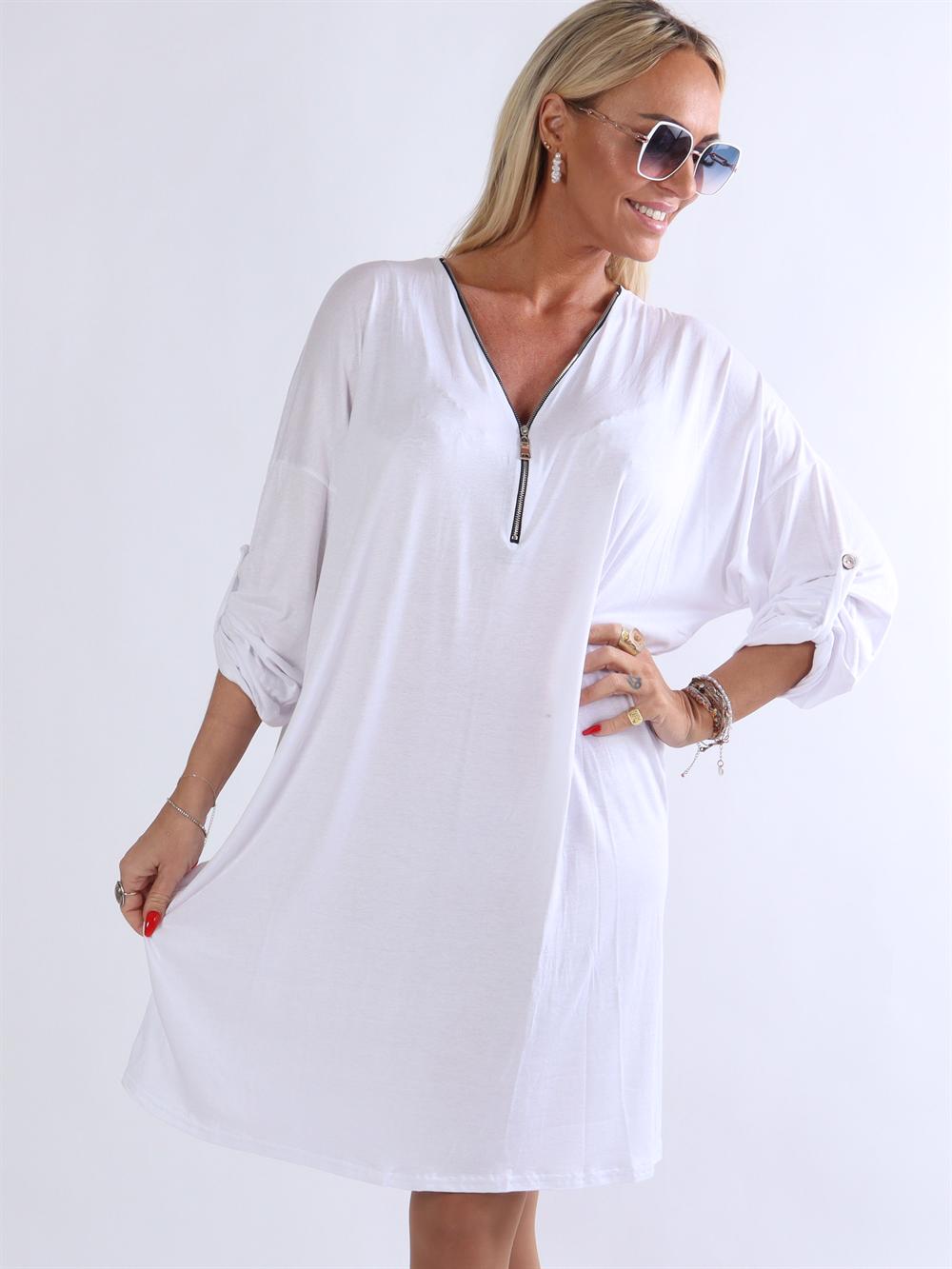 Timian - Blød tunikakjole med lynlås