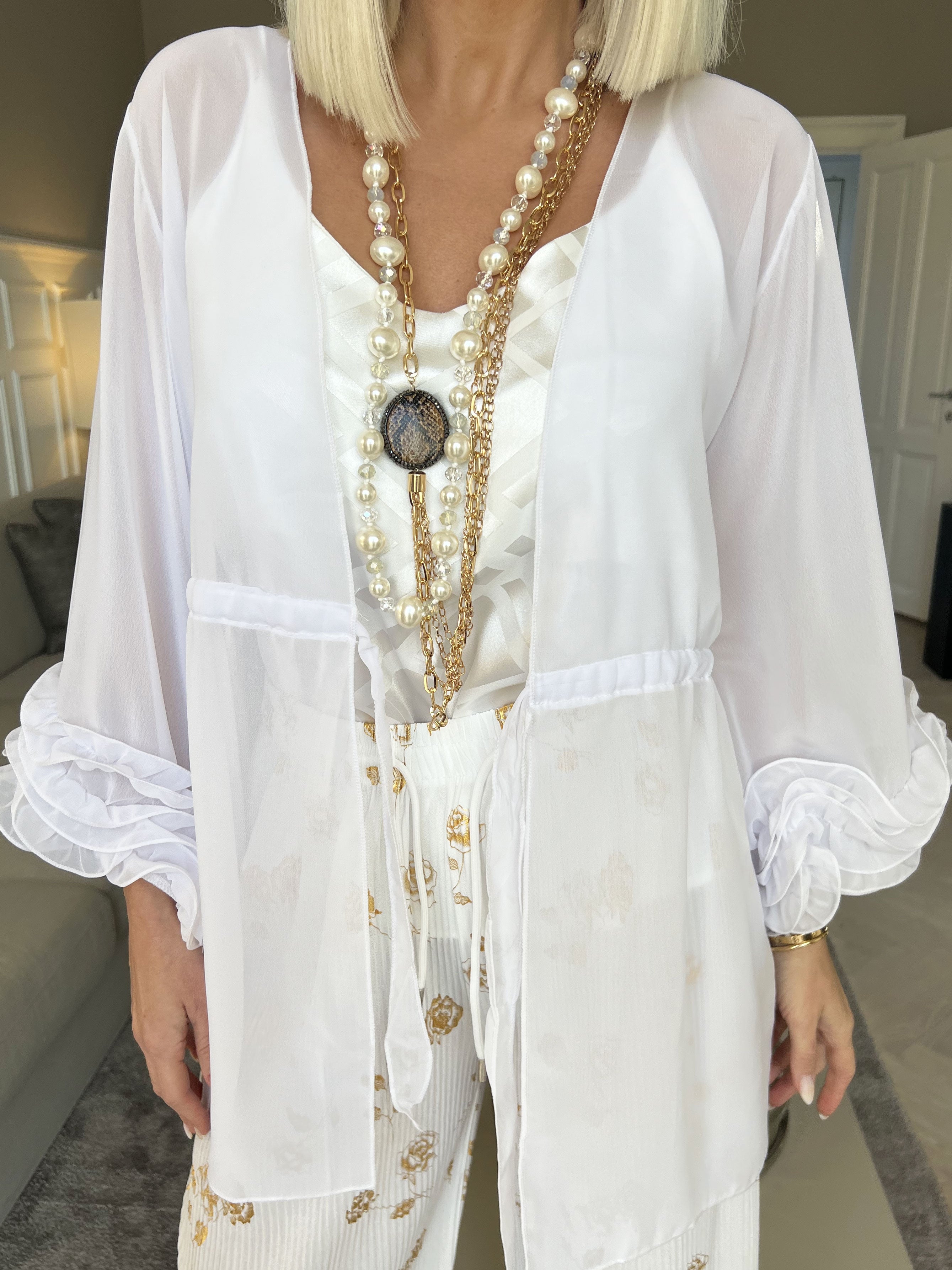 Valentine - Sød kimono i chiffon med bindebånd