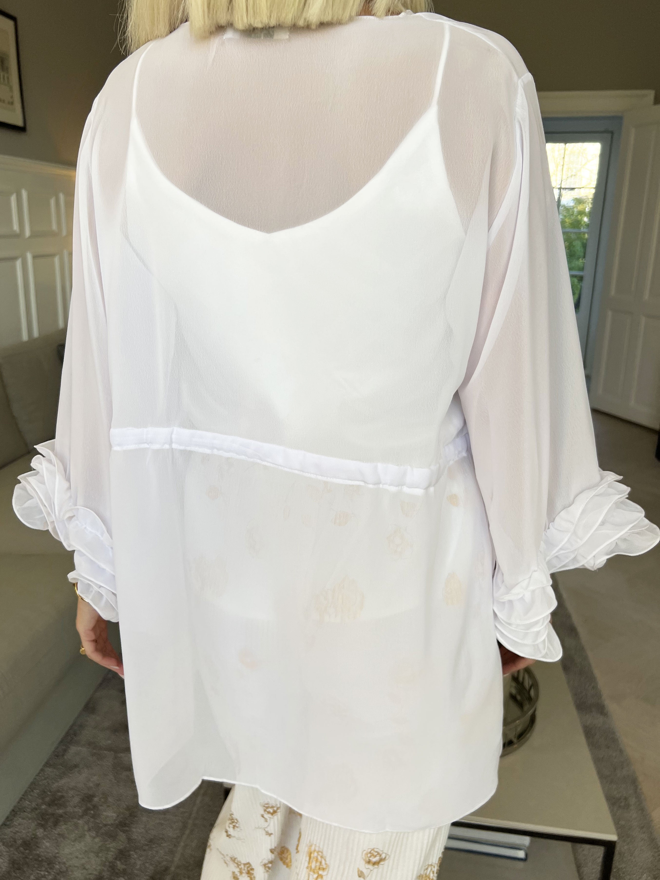 Valentine - Sød kimono i chiffon med bindebånd