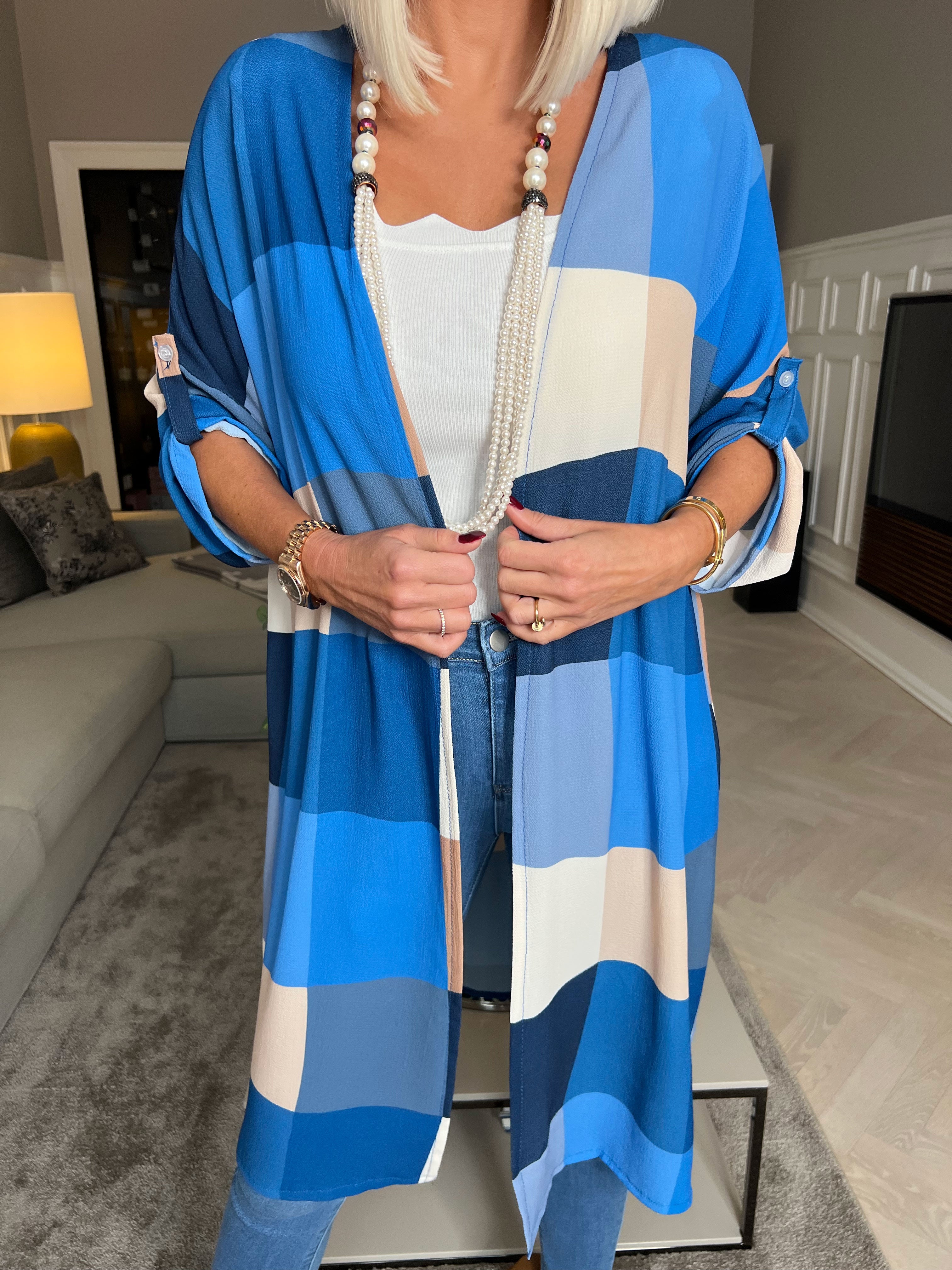 Vanesa Kimono - Sød kimono i viskose med tern