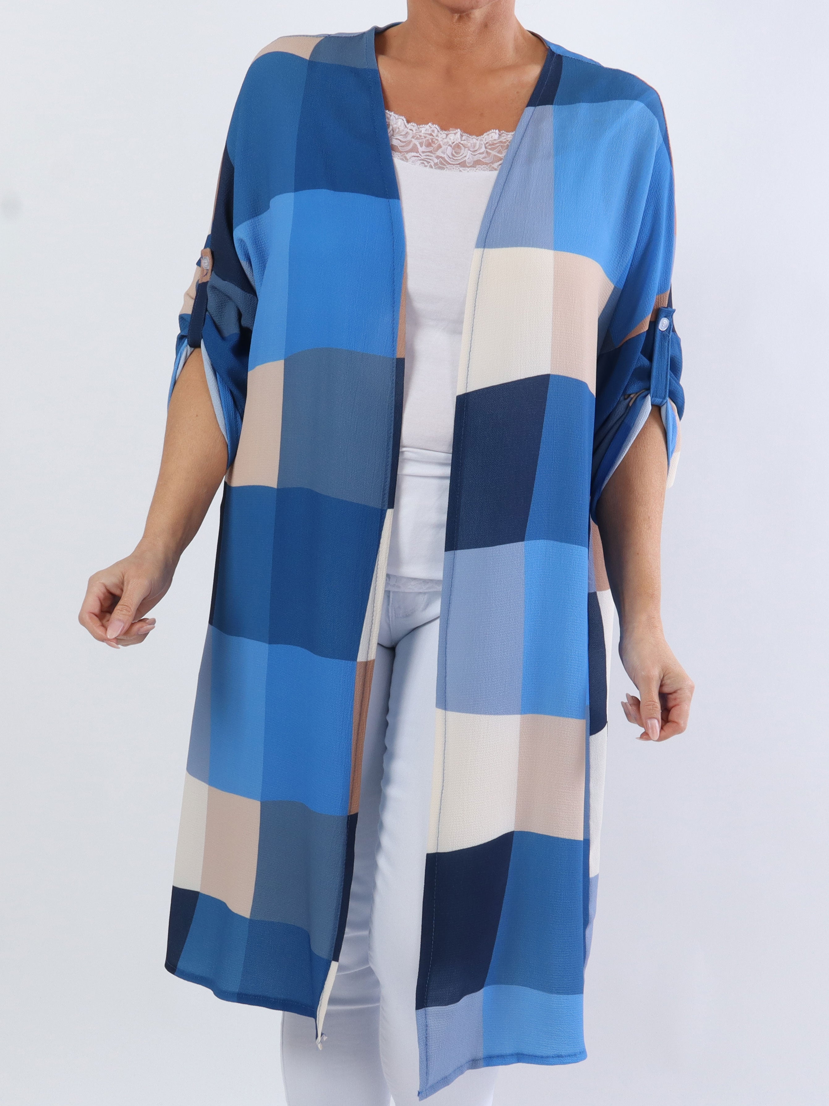 Vanesa Kimono - Sød plus size kimono i viskose med tern