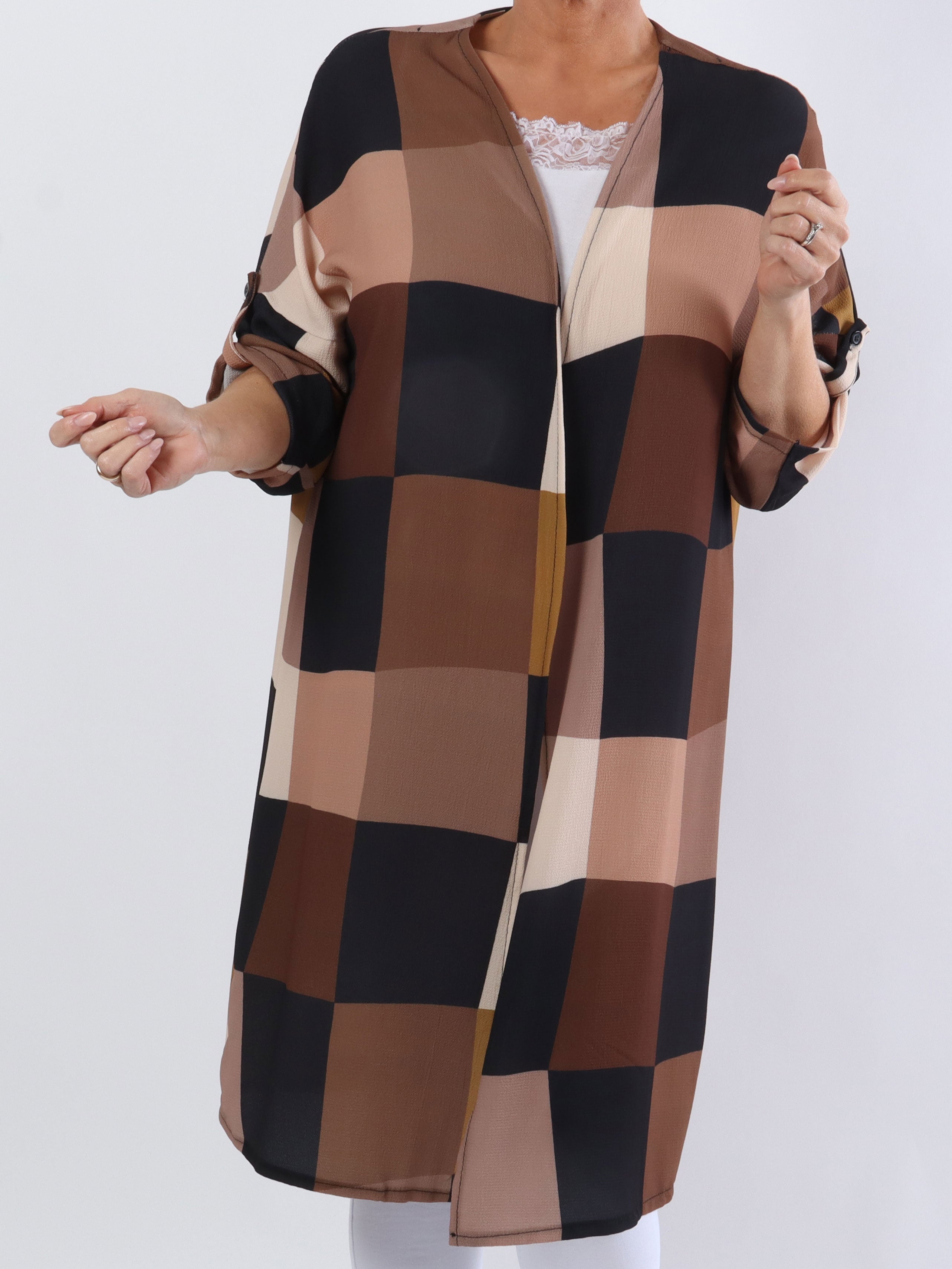 Vanesa Kimono - Sød plus size kimono i viskose med tern