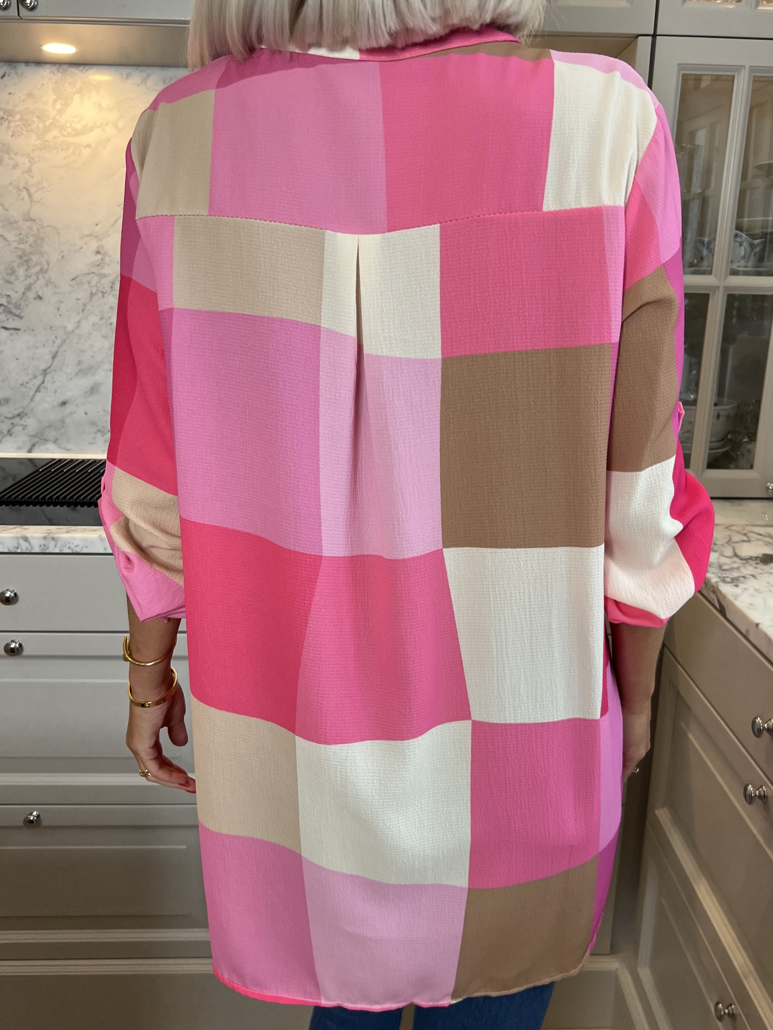 Vanesa - Lang ternet flerfarvet tunika