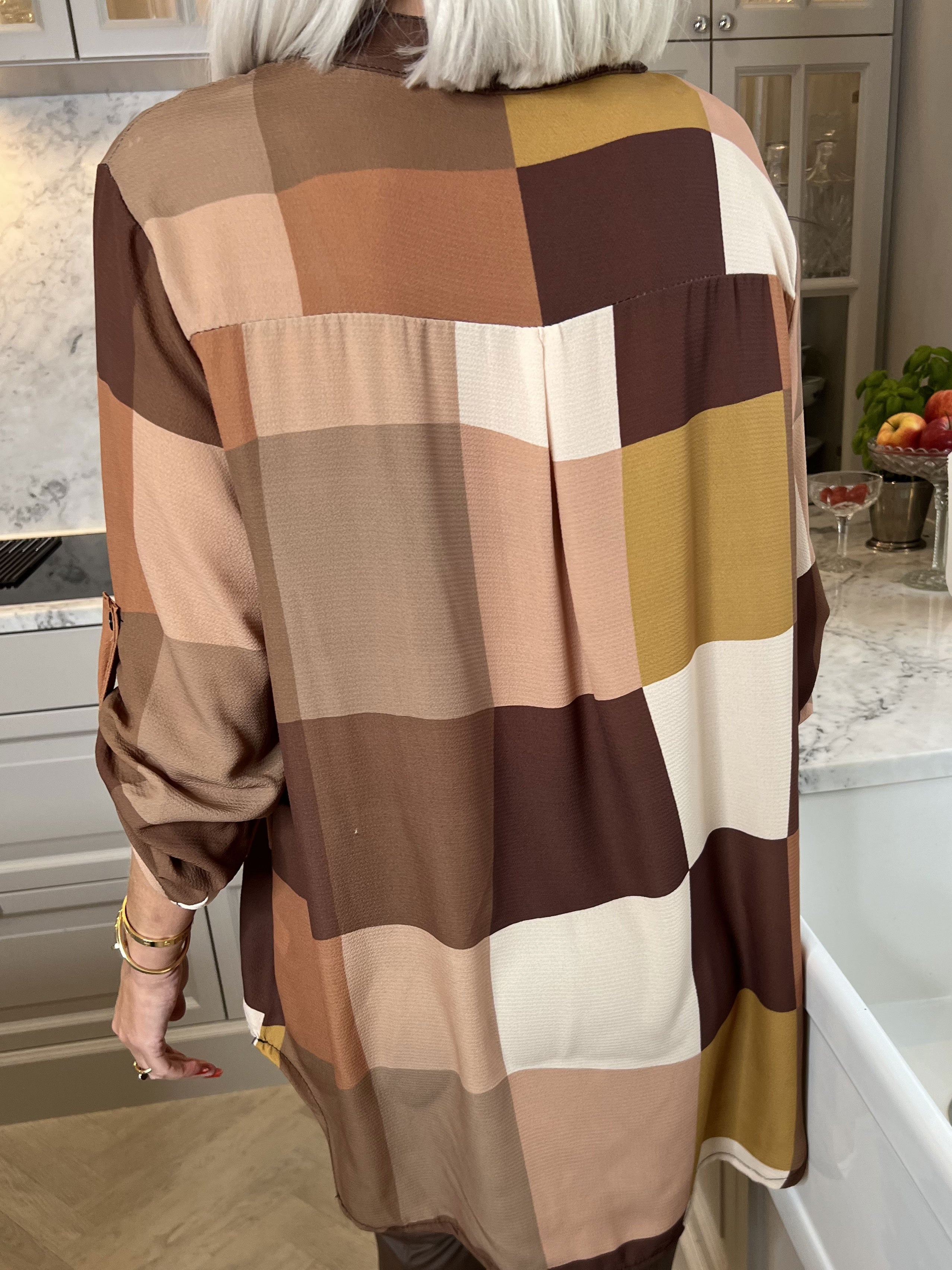 Vanesa - Lang ternet flerfarvet tunika