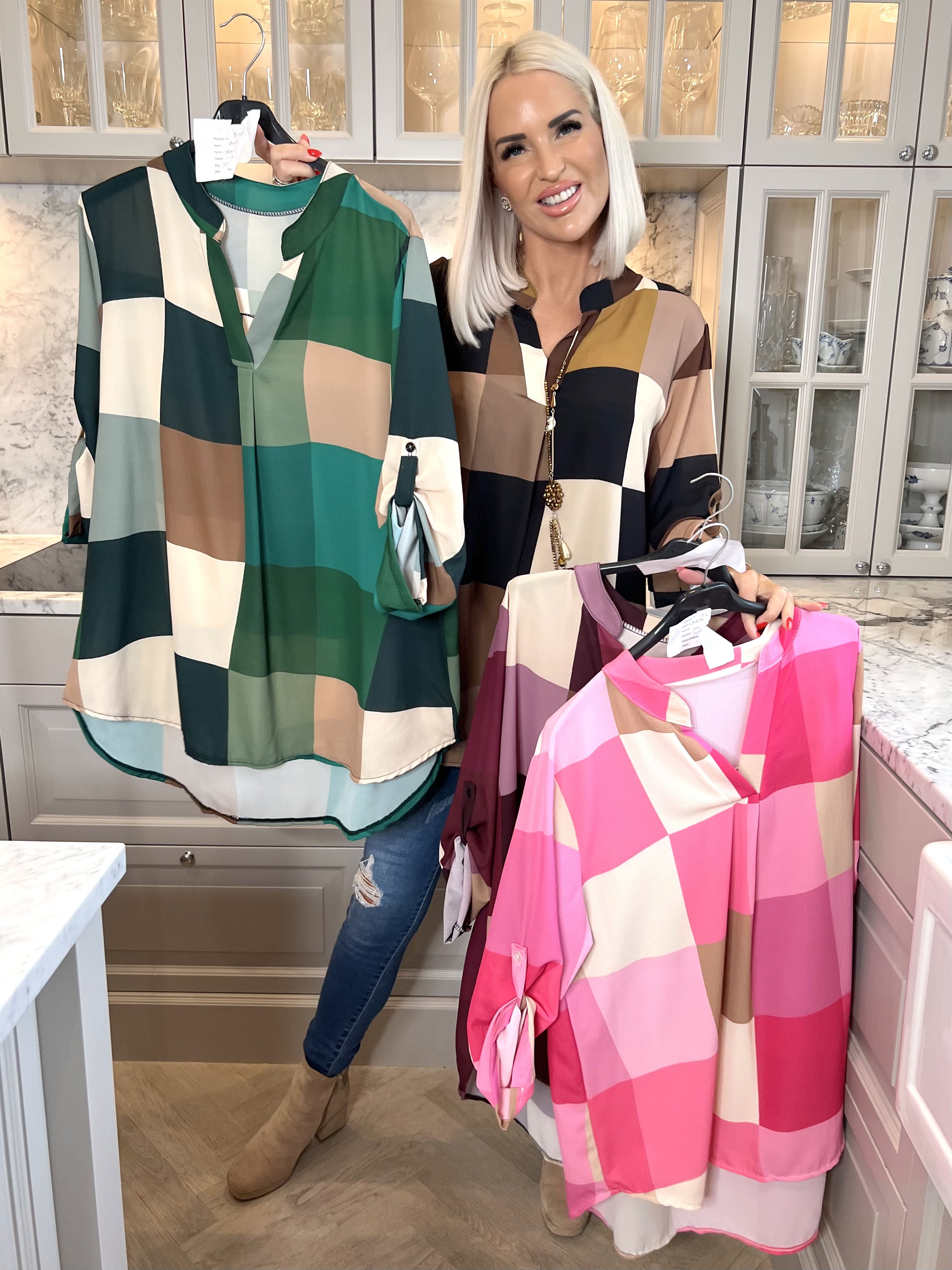 Vanesa - Lang ternet flerfarvet tunika