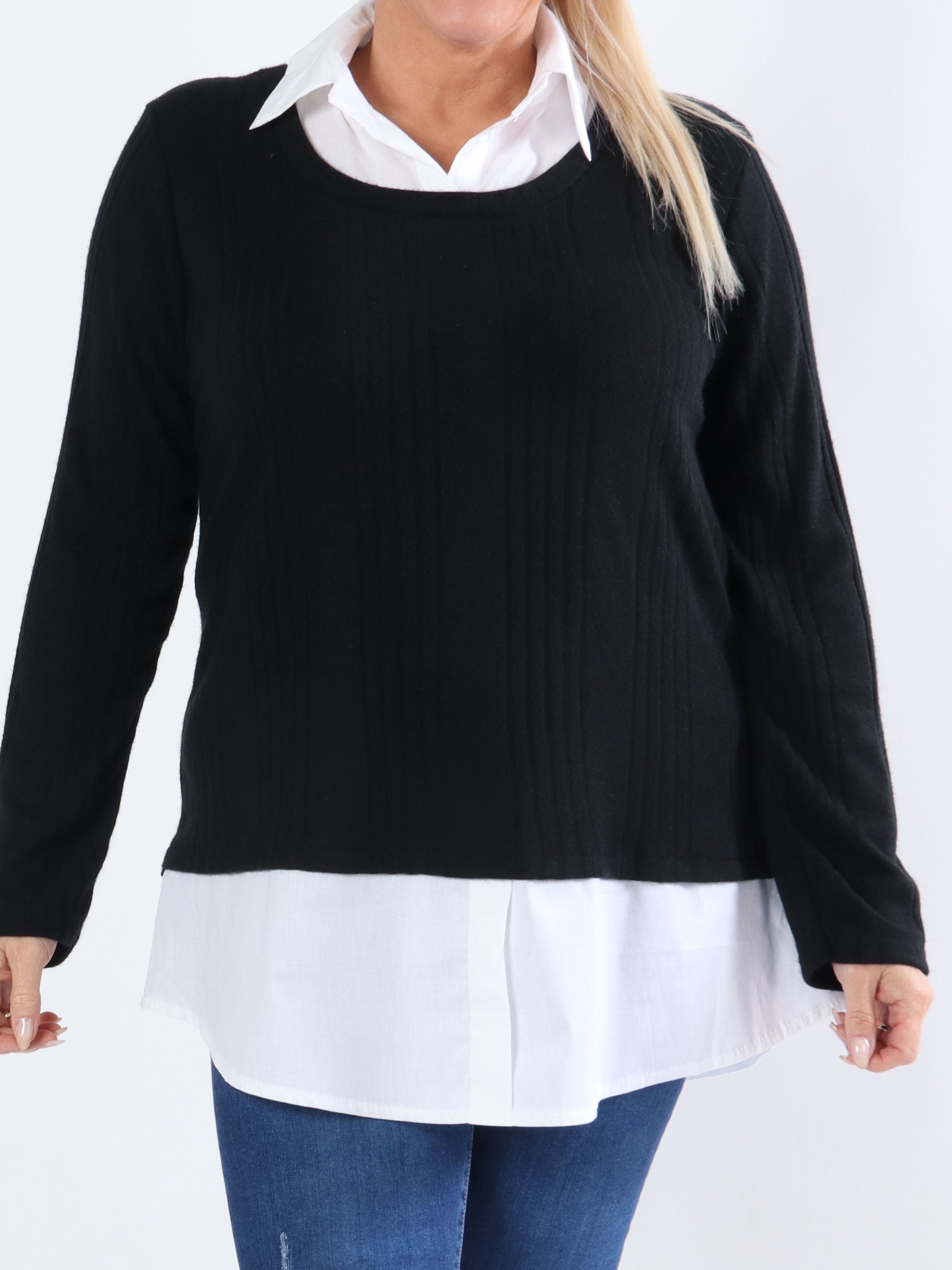 Vegin - Sød plus size bluse med snydeskjorte