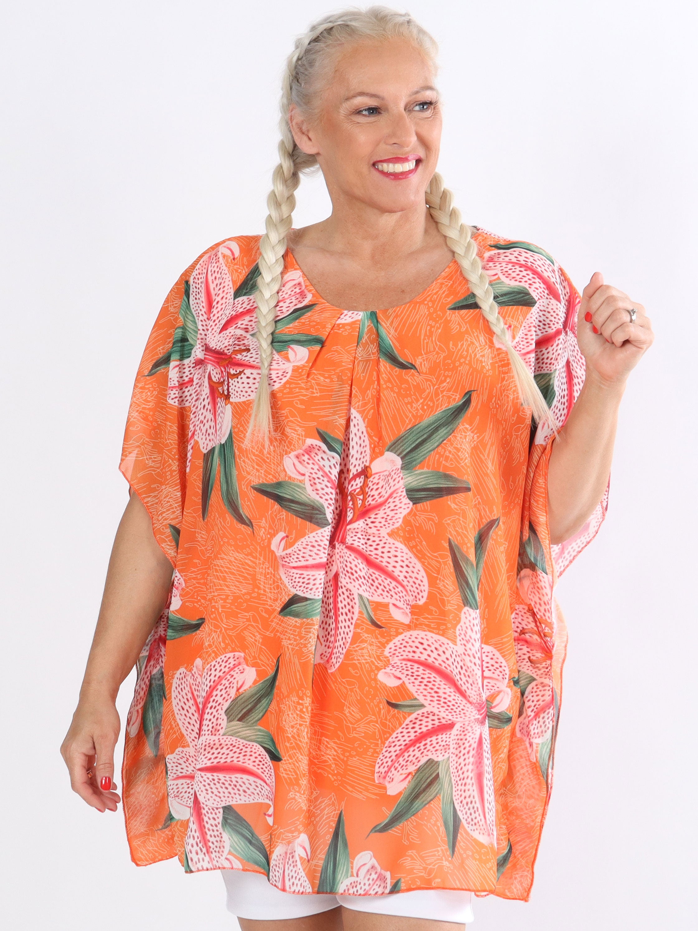 Vilma - Blomstret tunika med chiffonlag