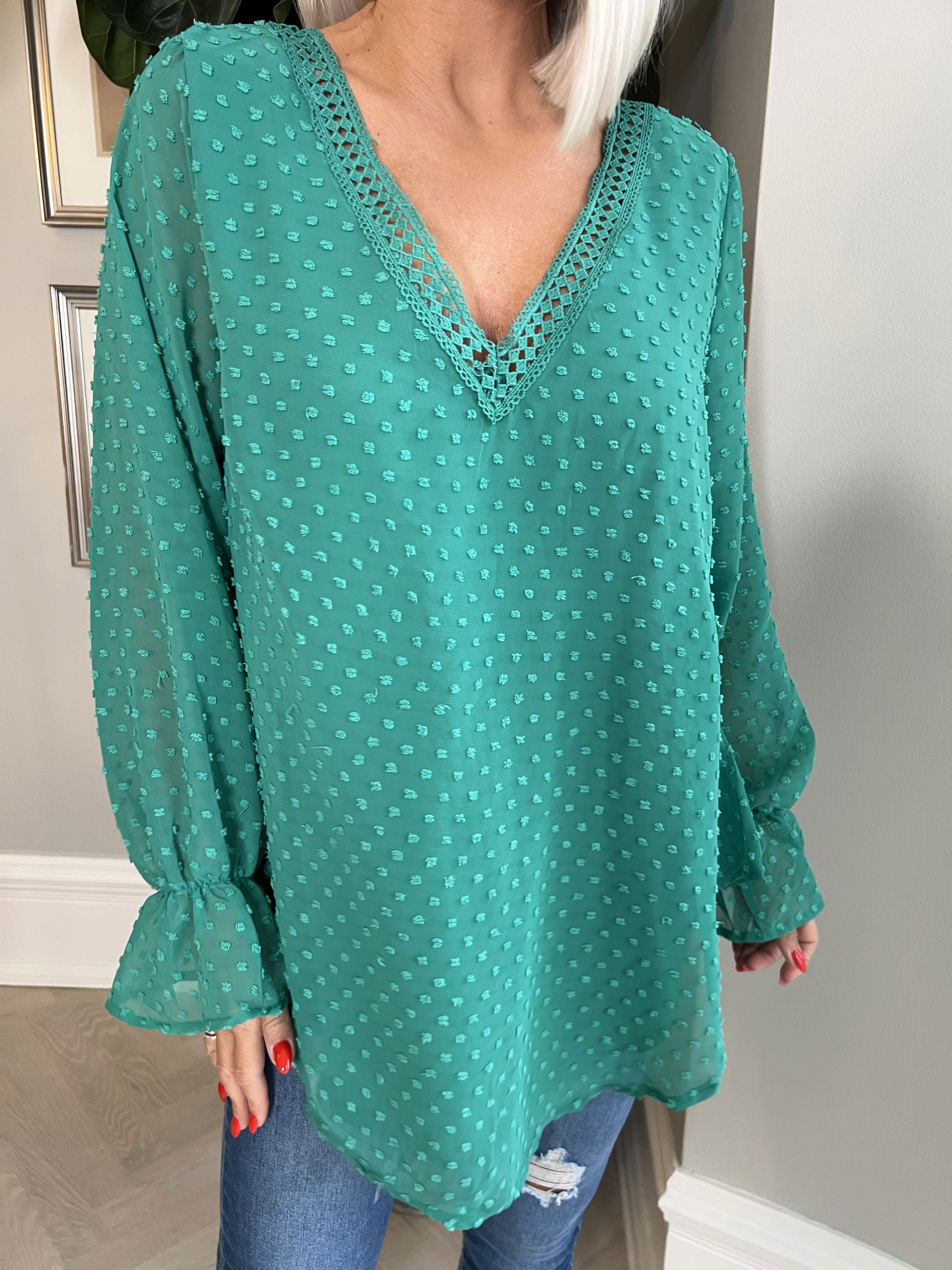 Vittoria - Sød tunika med broderinger og prikket stof