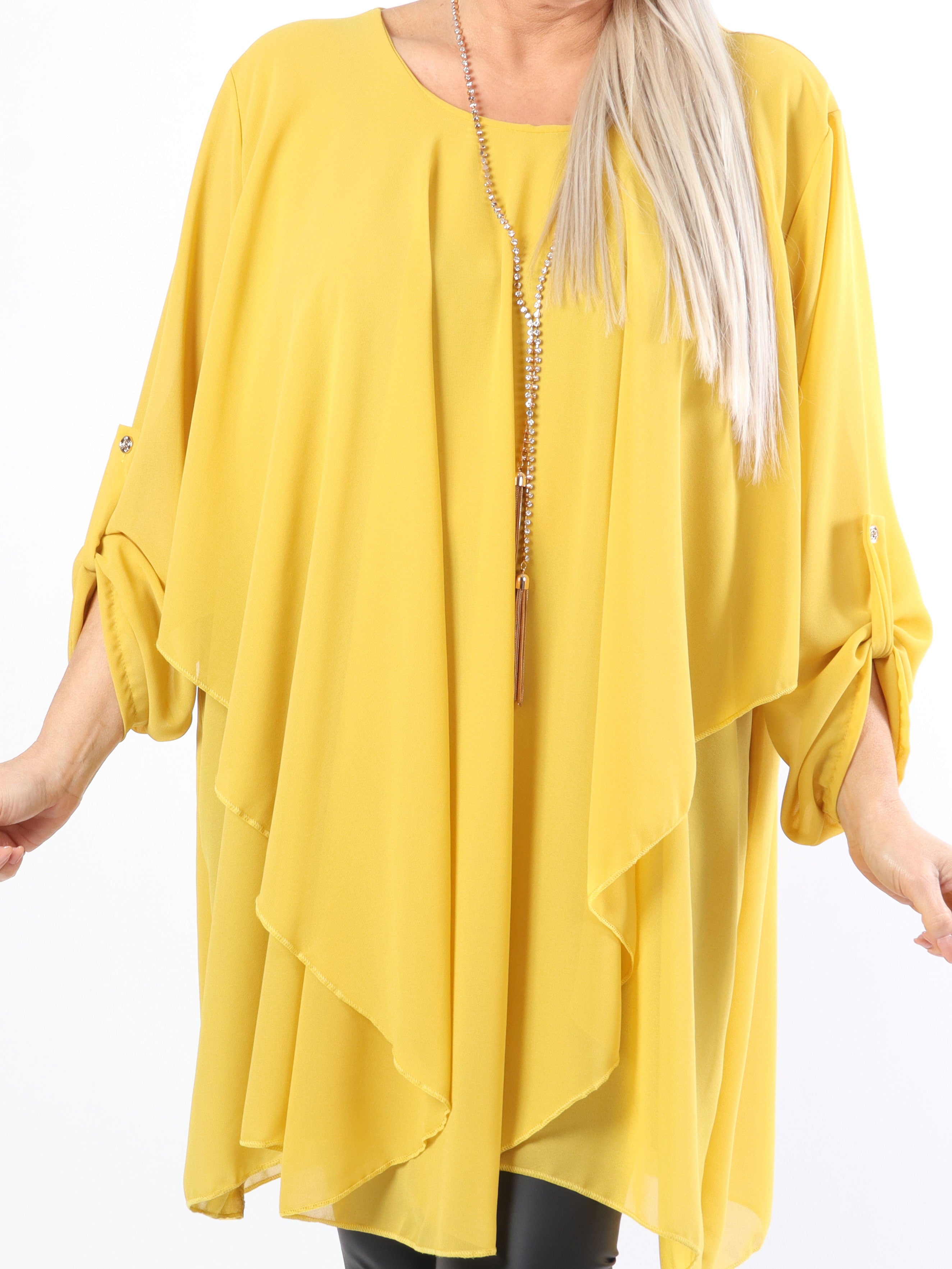 Wanda long sleeve - Plus size tunikakjole i chiffon