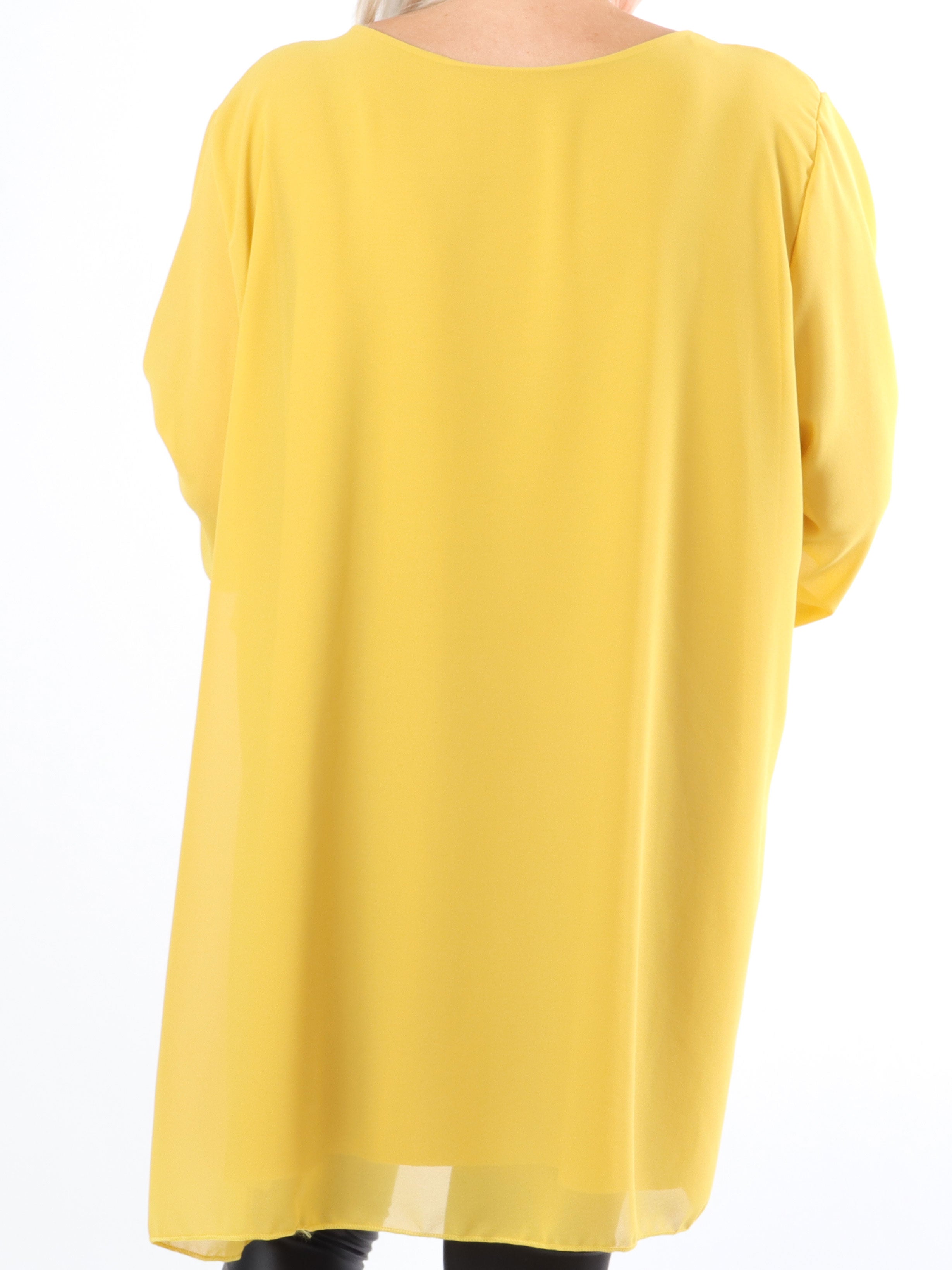 Wanda long sleeve - Plus size tunikakjole i chiffon