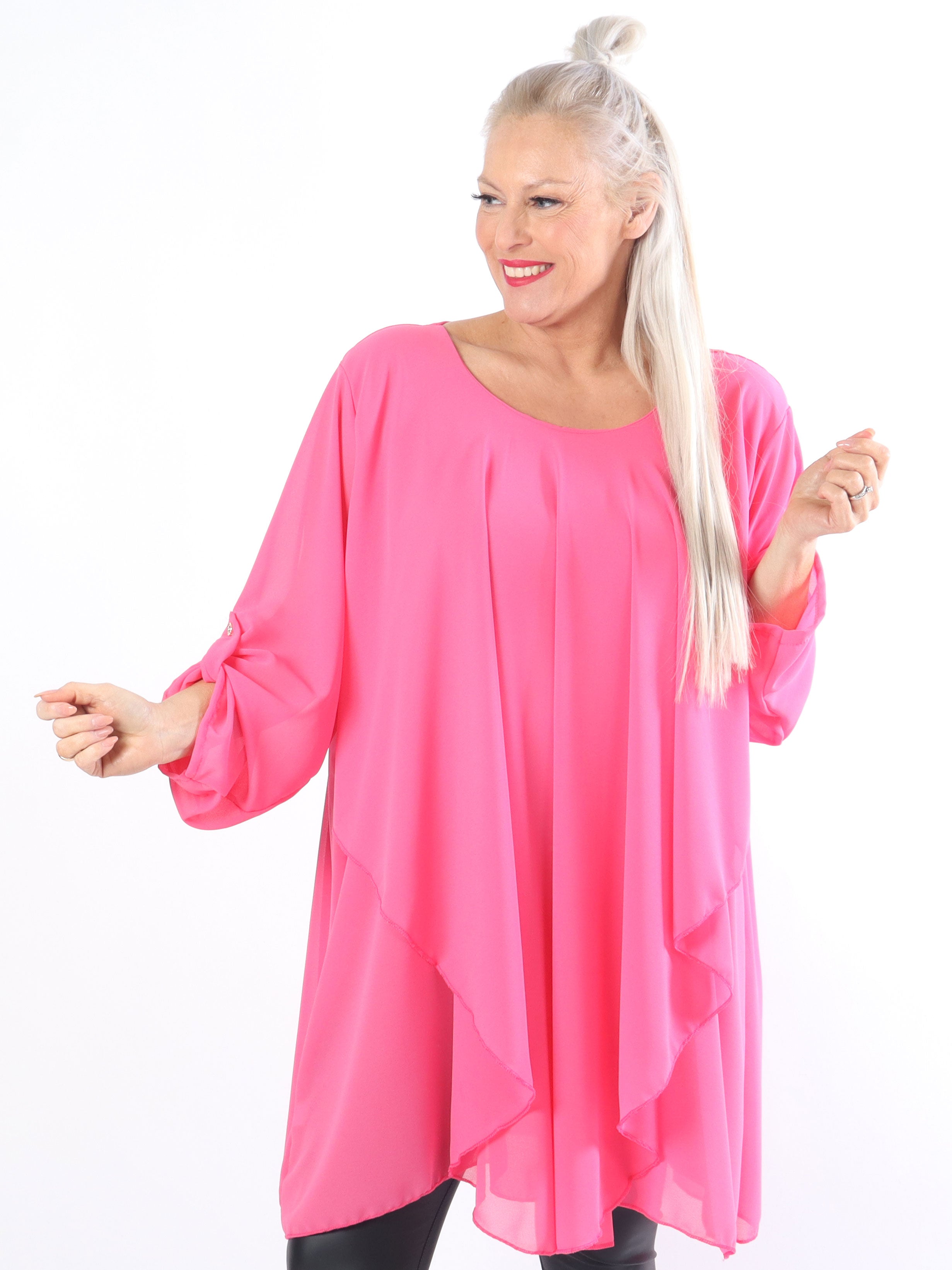 Wanda long sleeve - Plus size tunikakjole i chiffon