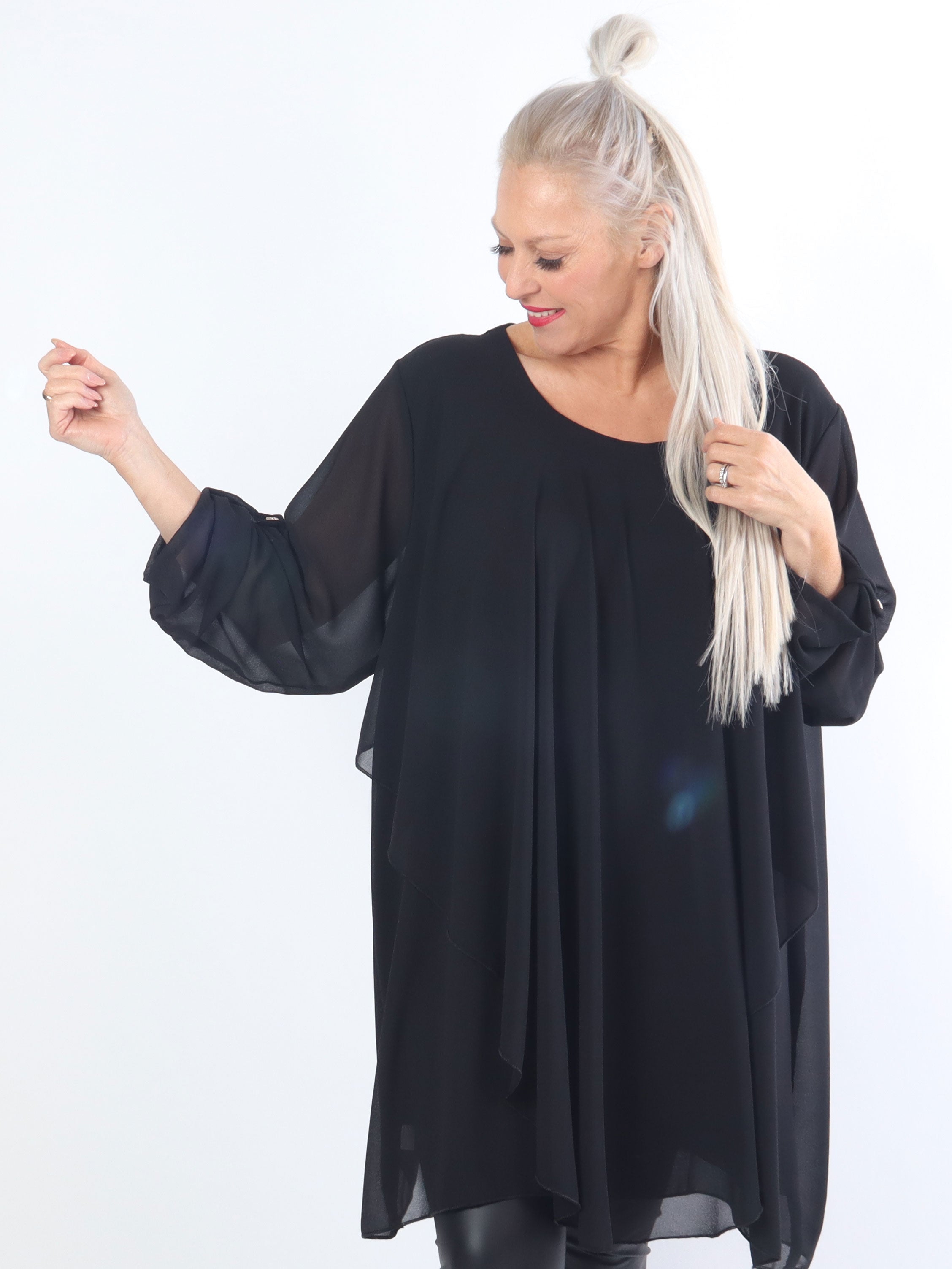 Wanda long sleeve - Plus size tunikakjole i chiffon