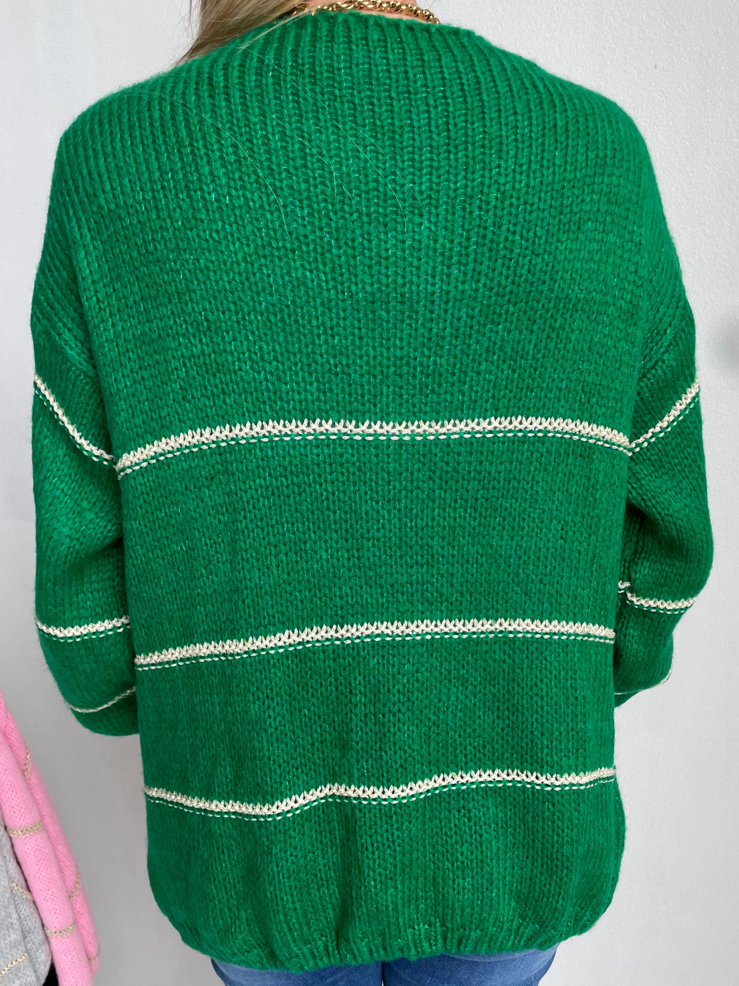 Yanira - Strikket cardigan med guldstriber