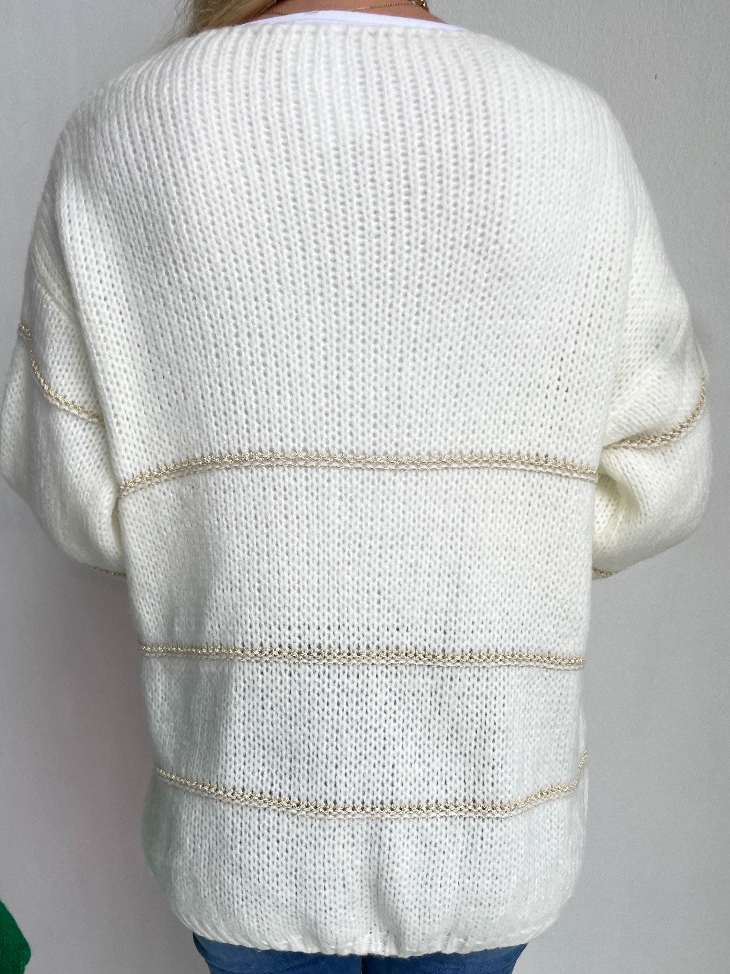 Yanira - Strikket cardigan med guldstriber