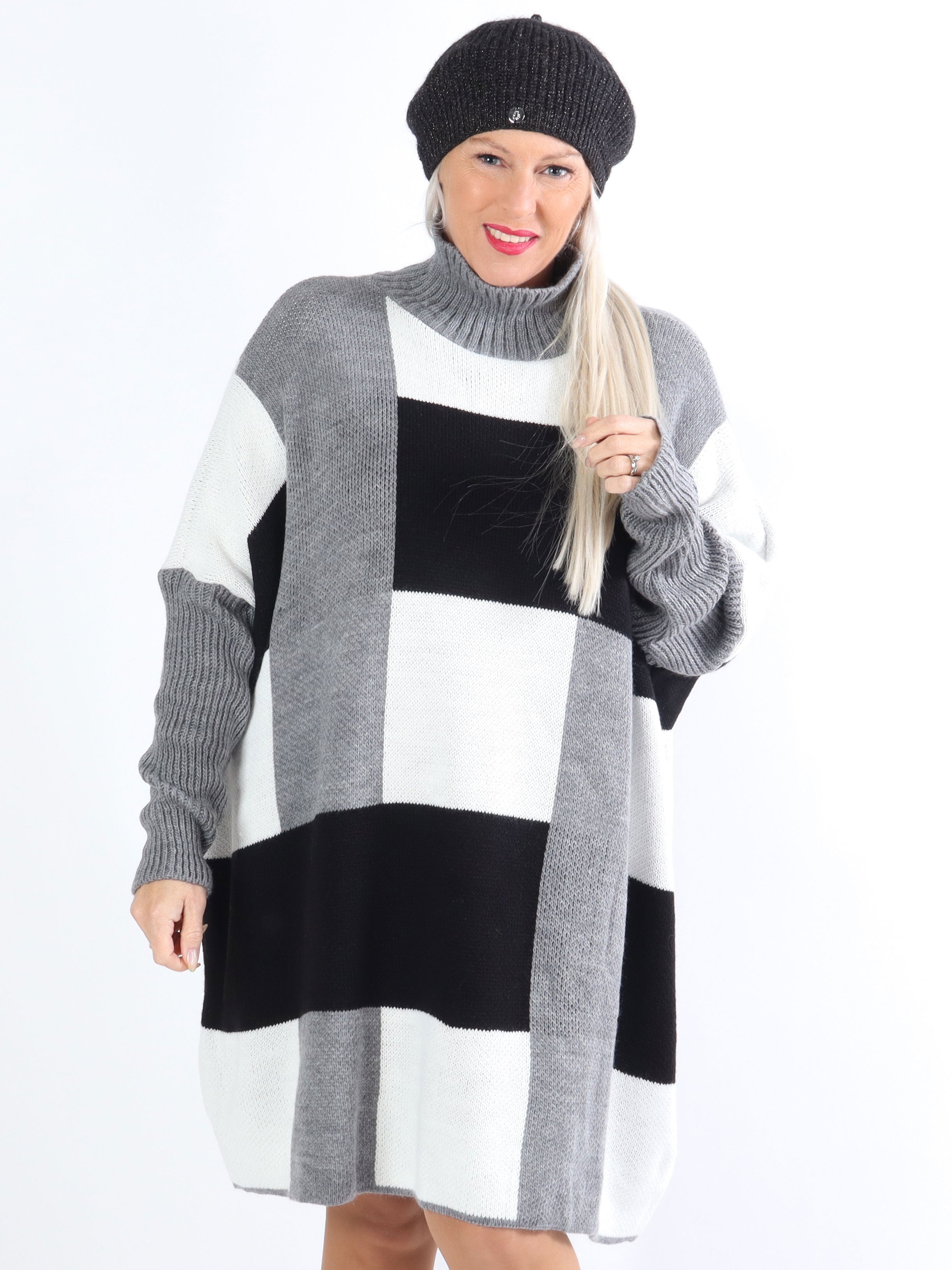 Yulia - Fin Plus size strik med tern i flotte farver