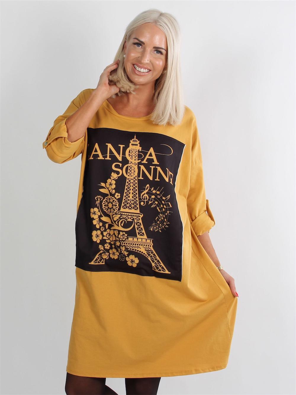 Zanca Sonne - Armygrøn joggingkjole med fint motiv og Zanca Sonne skrevet foran