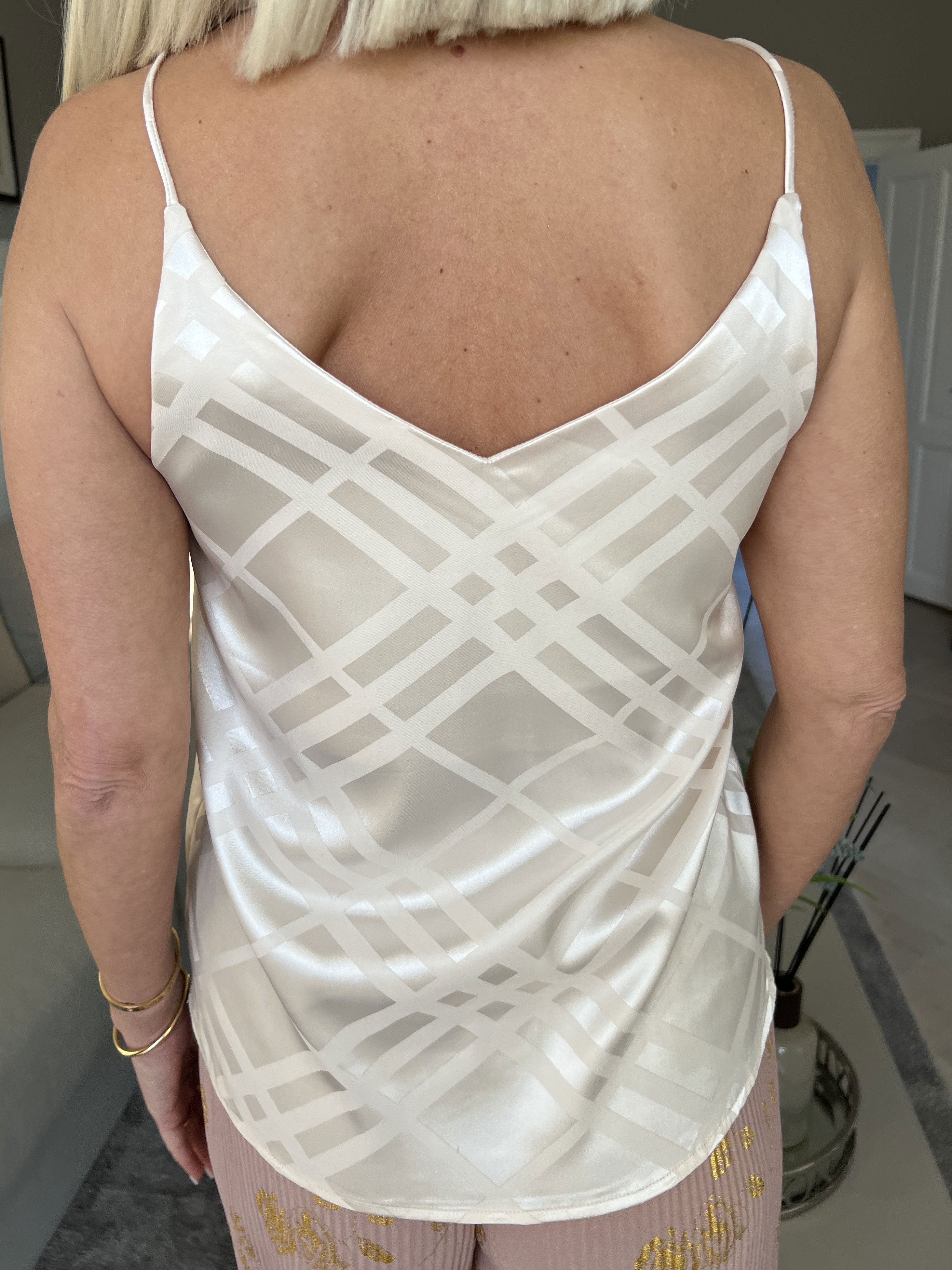 Ziggy - Fin mønstret silke stroptop