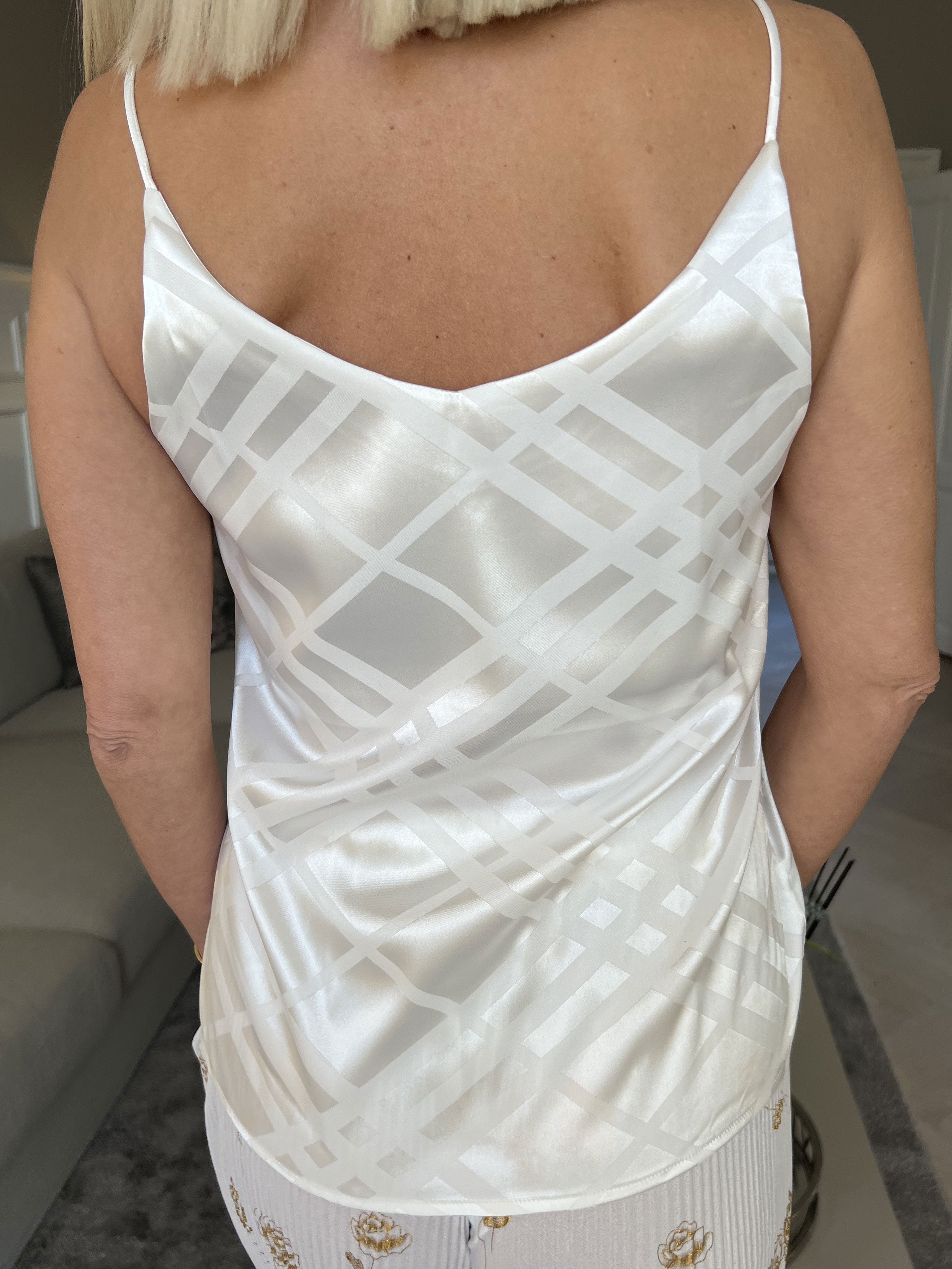 Ziggy - Fin mønstret silke stroptop