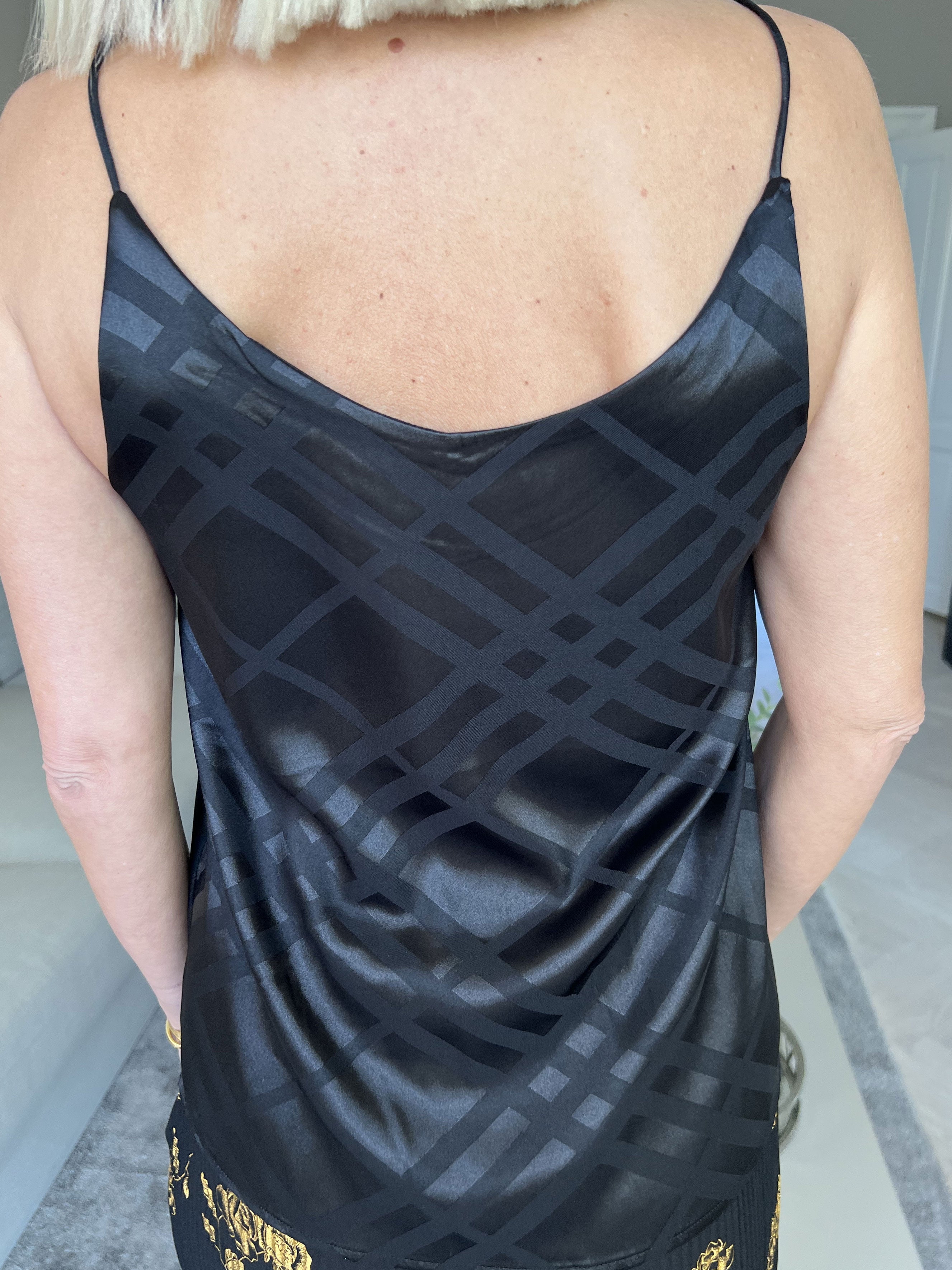 Ziggy - Fin mønstret silke stroptop