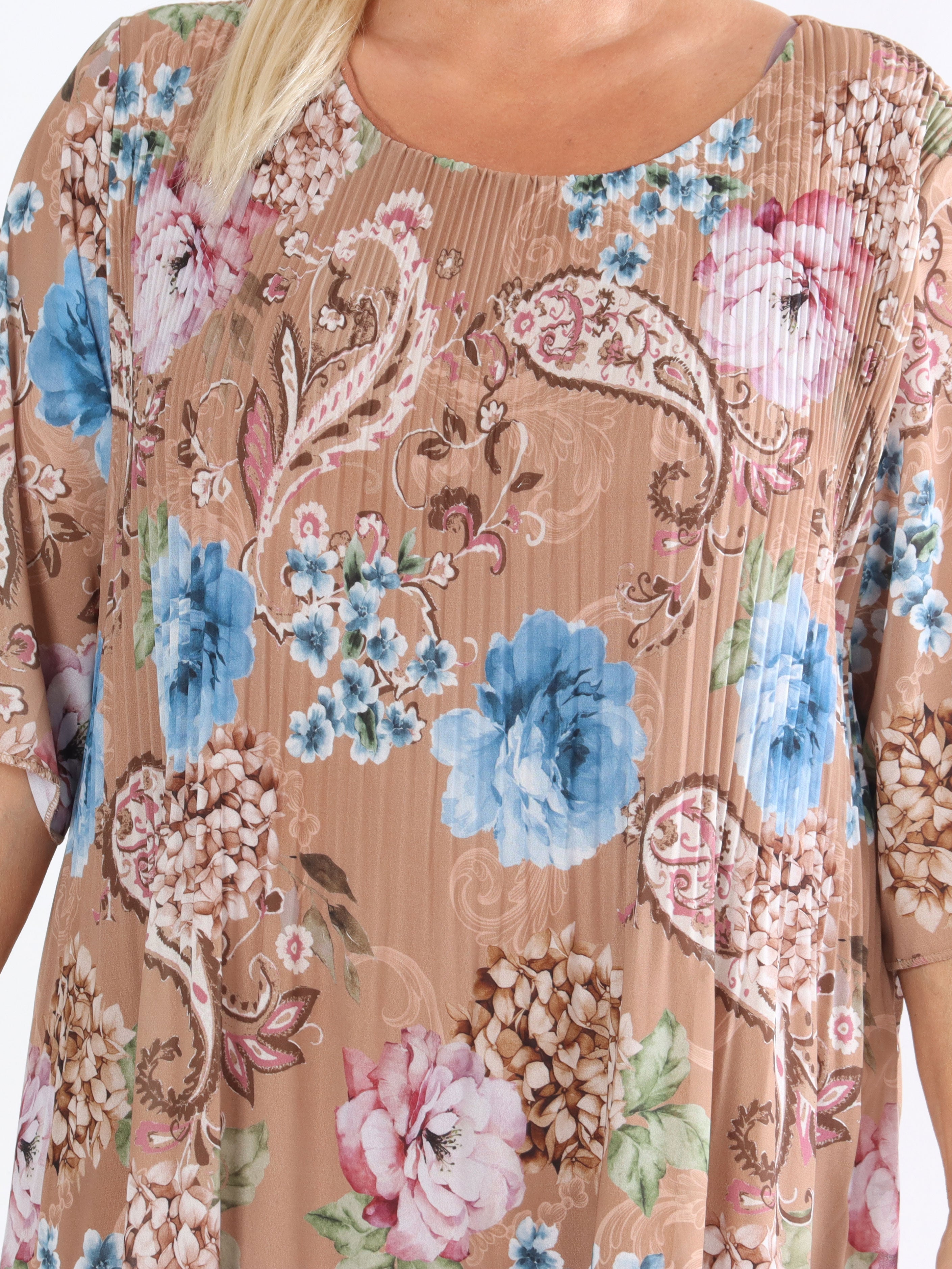 Zion Flower - Plisseret kjole med blomsterprint