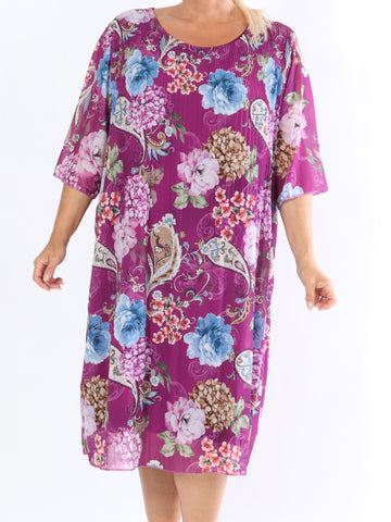 Zion Flower - Plisseret kjole med blomsterprint