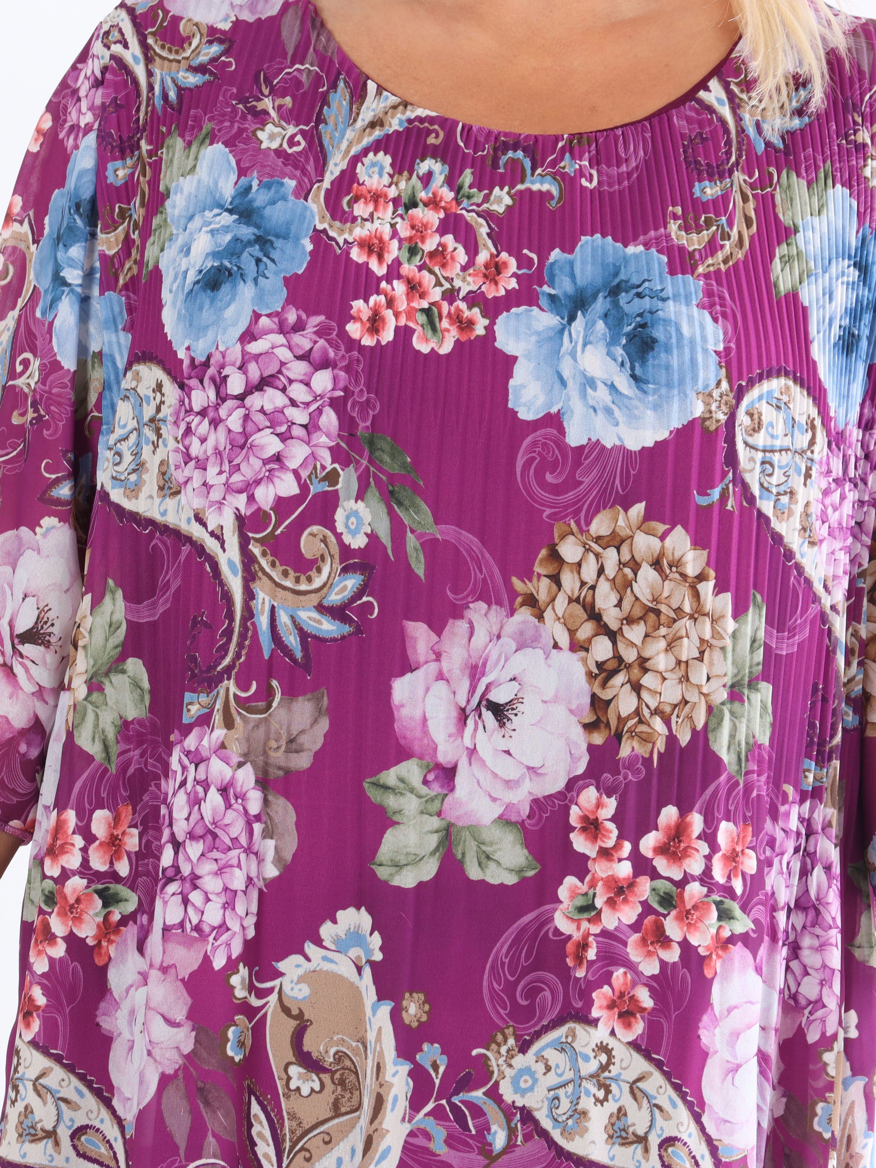 Zion Flower - Plisseret kjole med blomsterprint