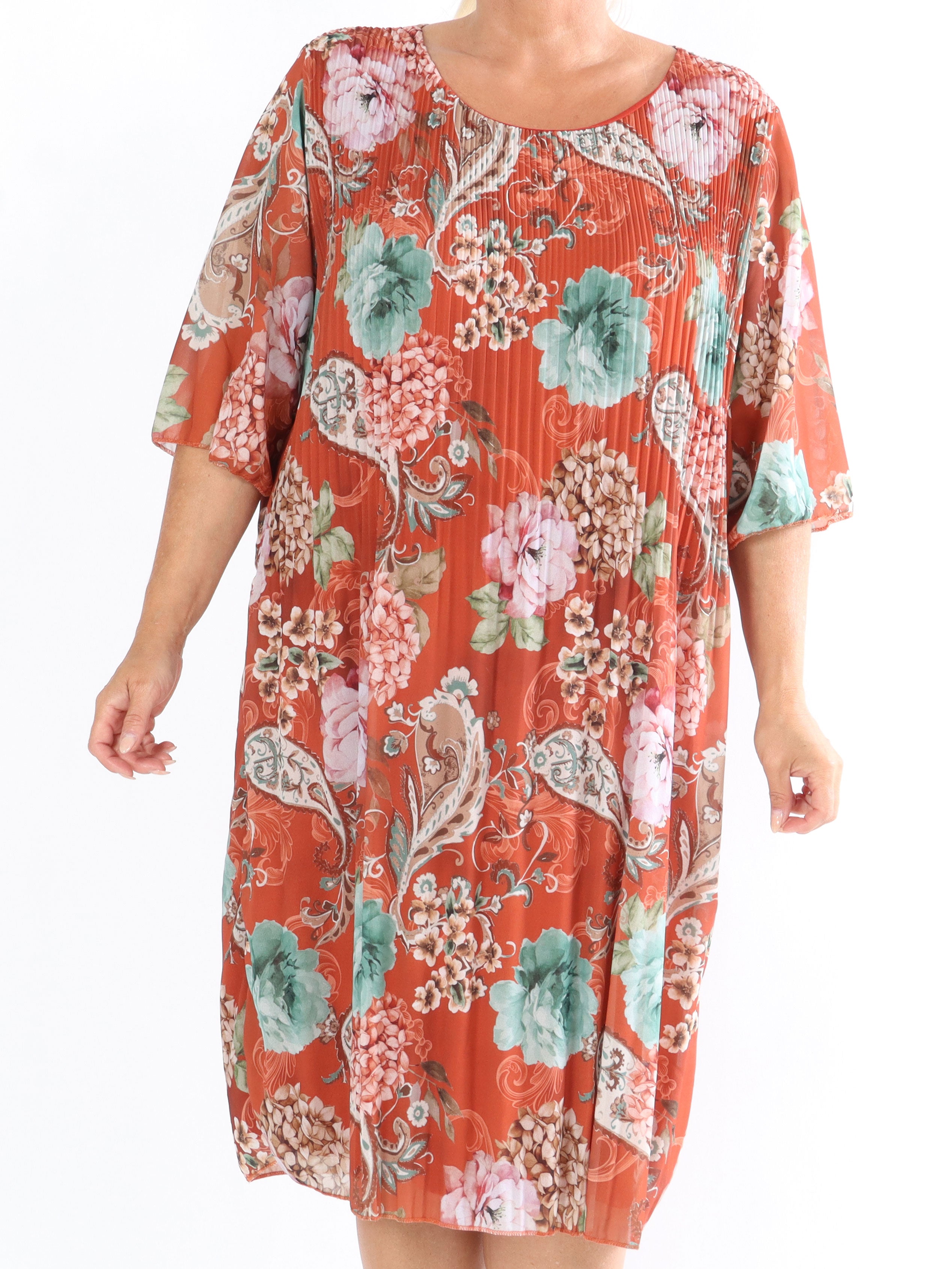 Zion Flower - Plisseret kjole med blomsterprint