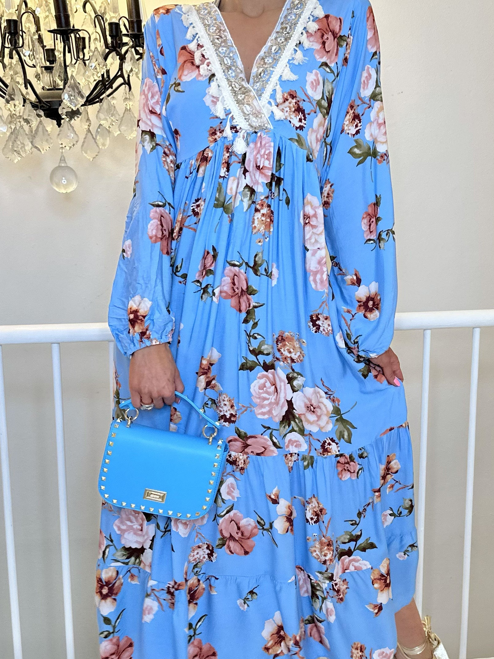 Adelaida Flower - Tunikakjole med musling og frynse detaljer