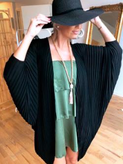 Nicotera - Sort Plisseret oversize cardigan