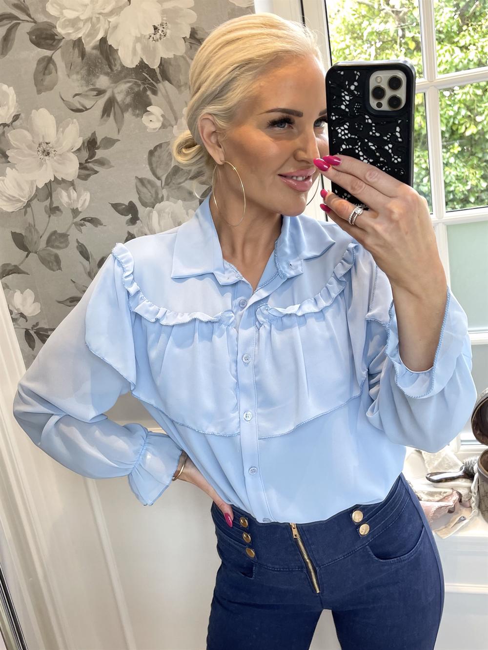 Chia - Tunikaskjorte i chiffon med flæser