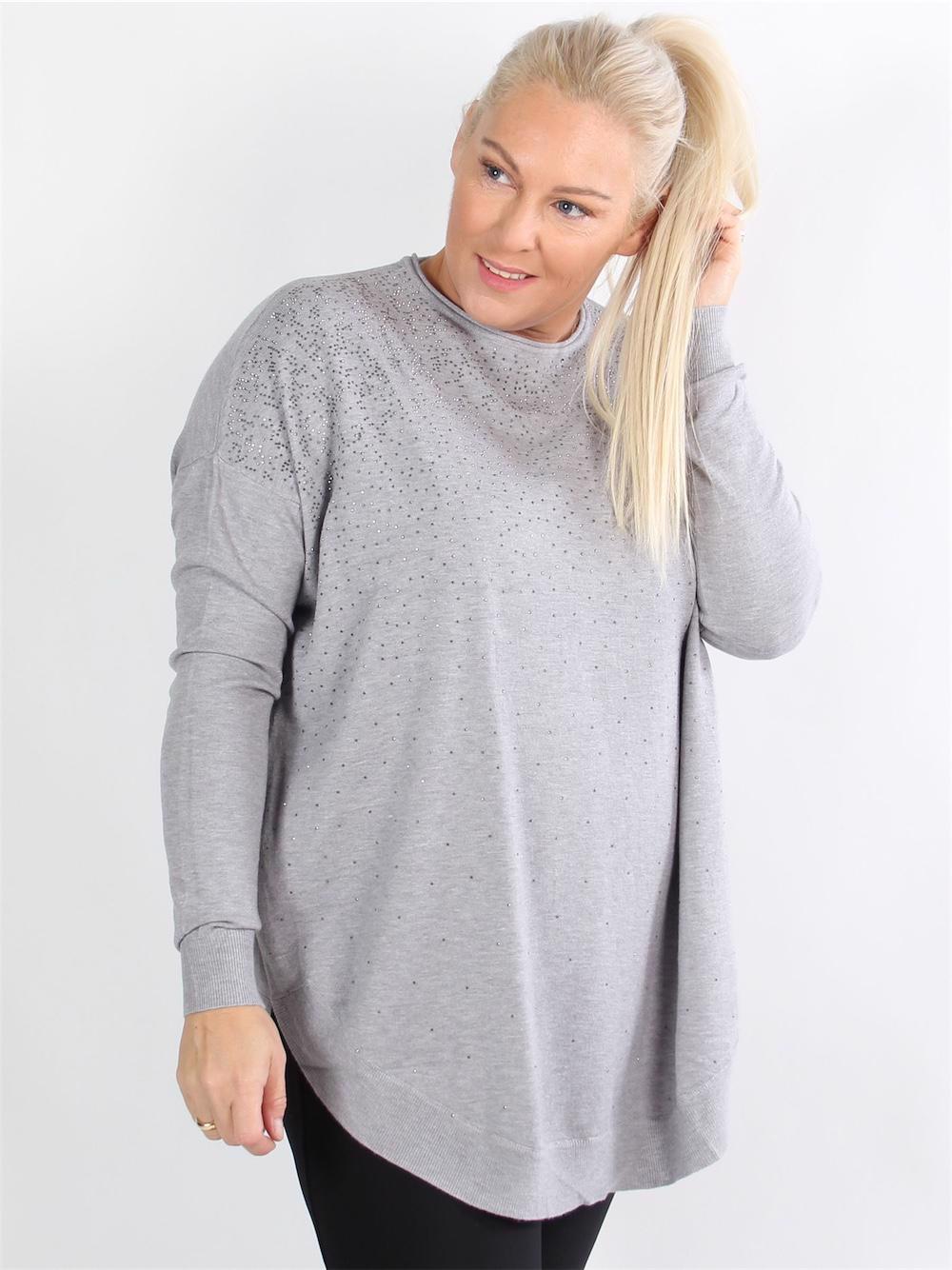 Dina - Armygrøn strik bluse med mange små similisten