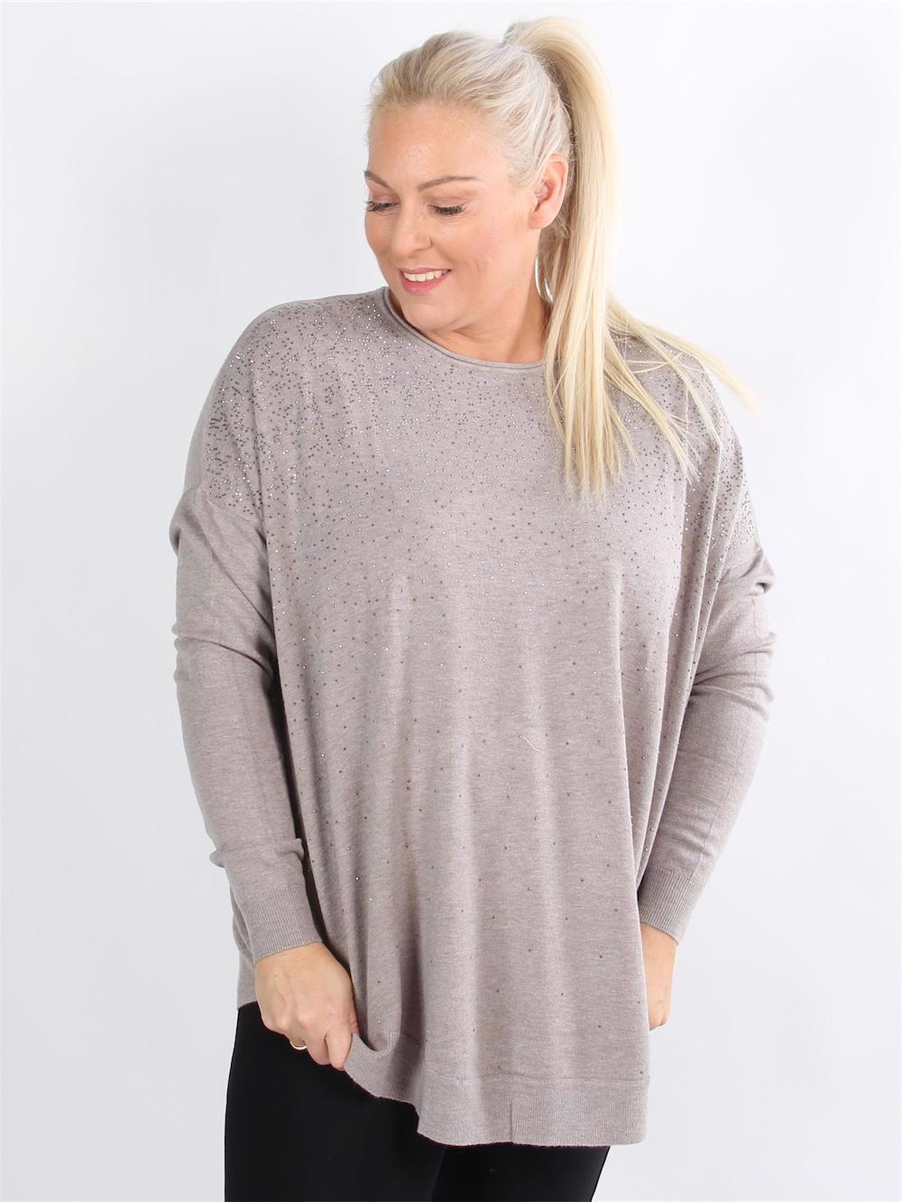 Dina - Armygrøn strik bluse med mange små similisten