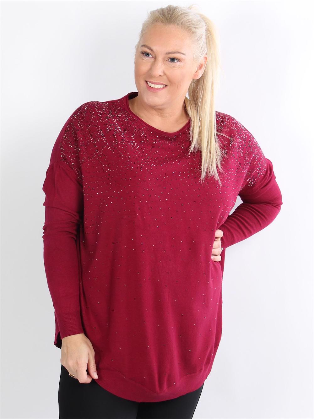 Dina - Armygrøn strik bluse med mange små similisten