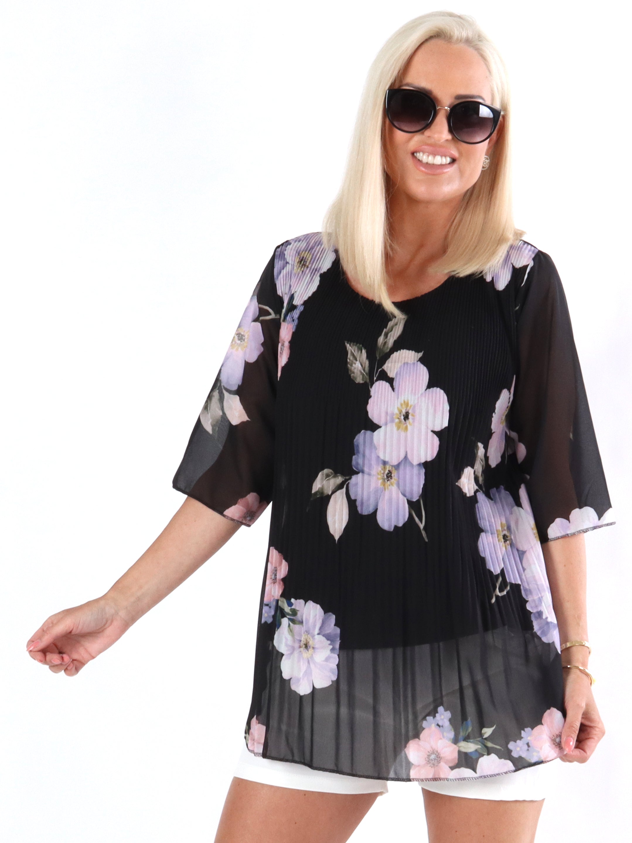 Filippa - Tunika i plisseret chiffon