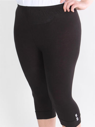 Kari - Sorte korte leggins med detalje