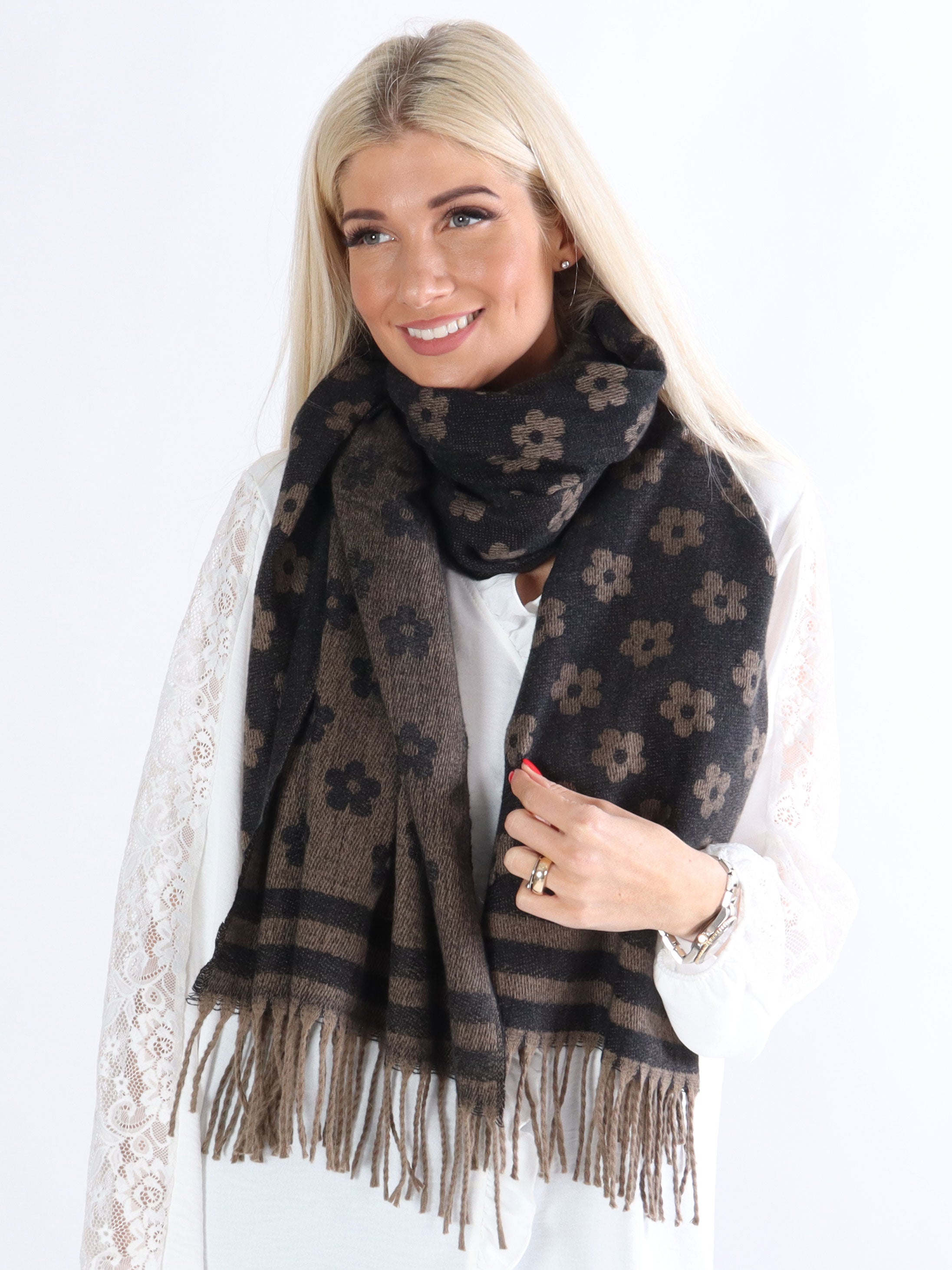 Lady - Blødt halstørklæde med blomster