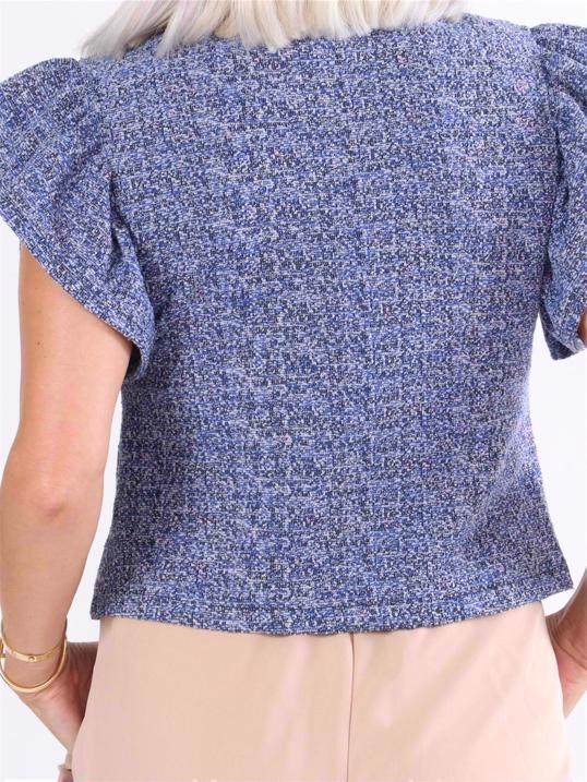 Molly meleret - Fin cardigan i meleret stof med perleknapper