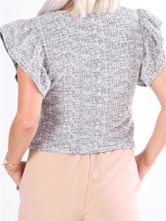 Molly meleret - Fin cardigan i meleret stof med perleknapper