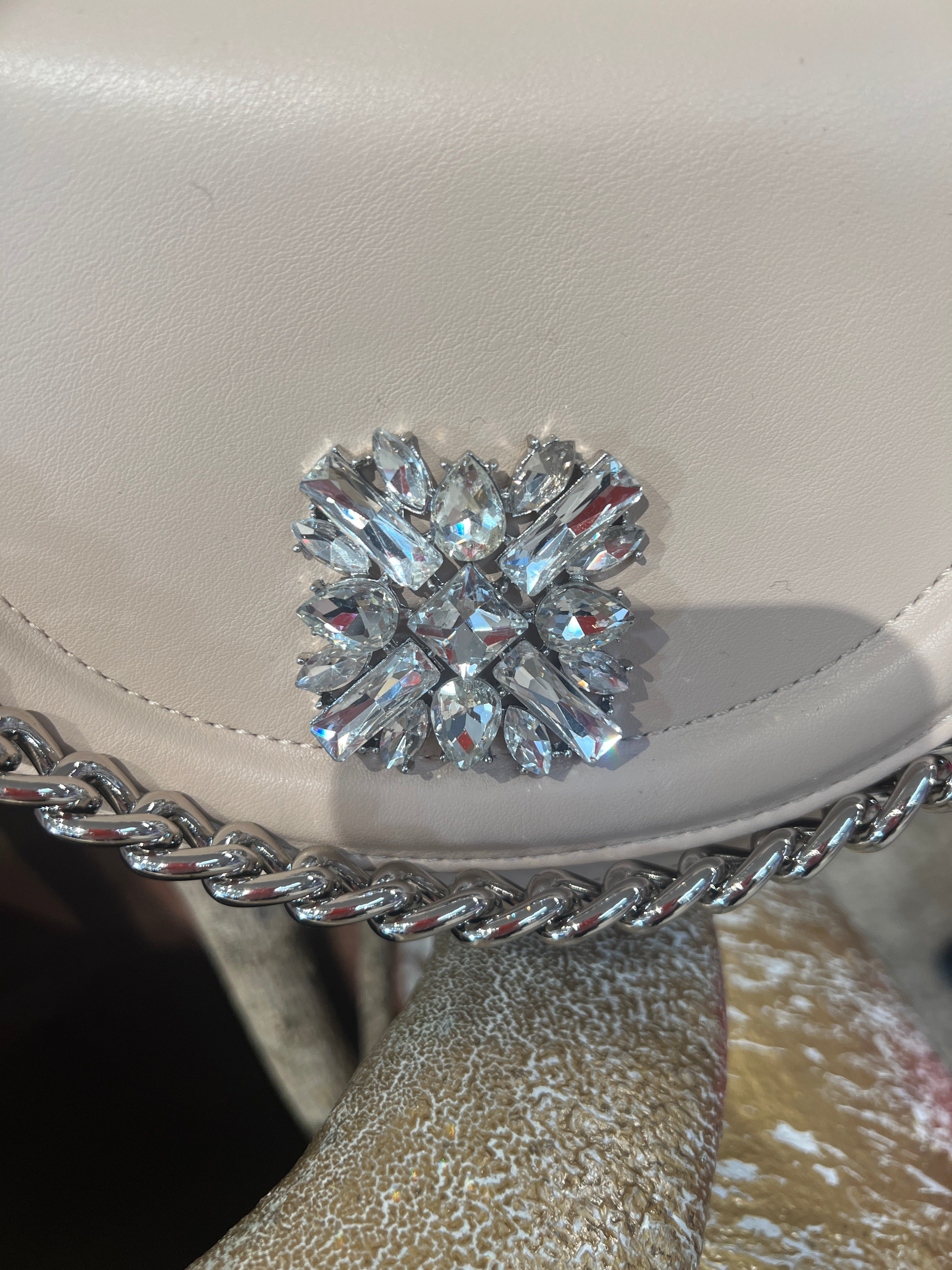 Rose - Lille håndtaske med similitensten og sølv kæde