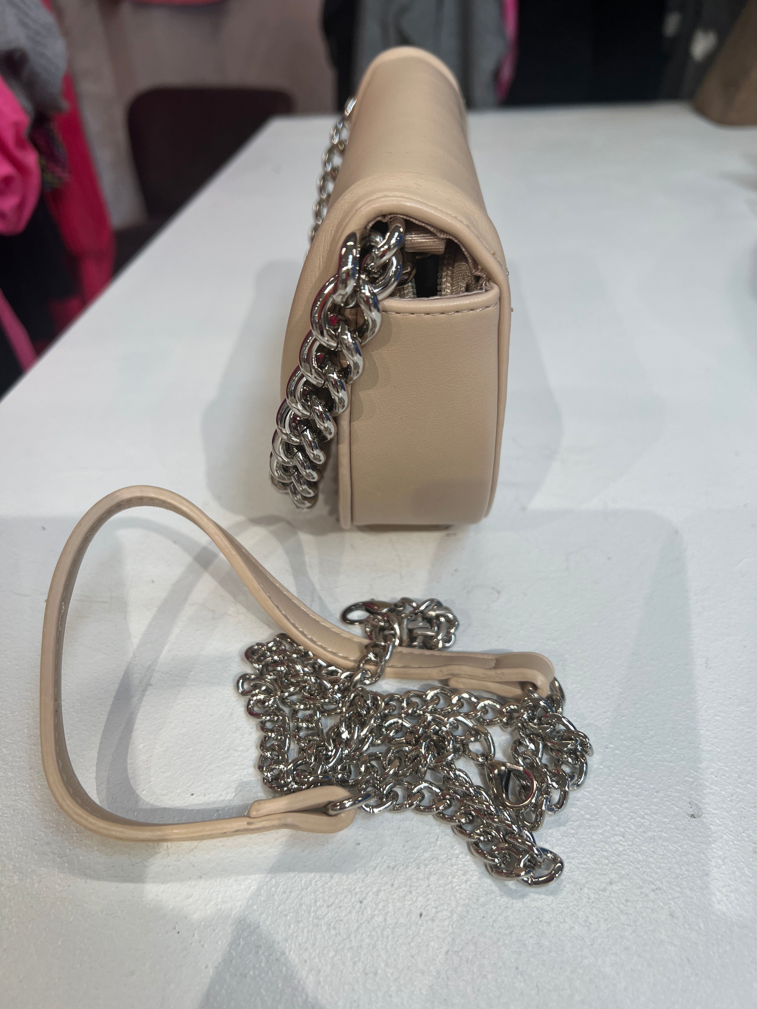 Rose - Lille håndtaske med similitensten og sølv kæde