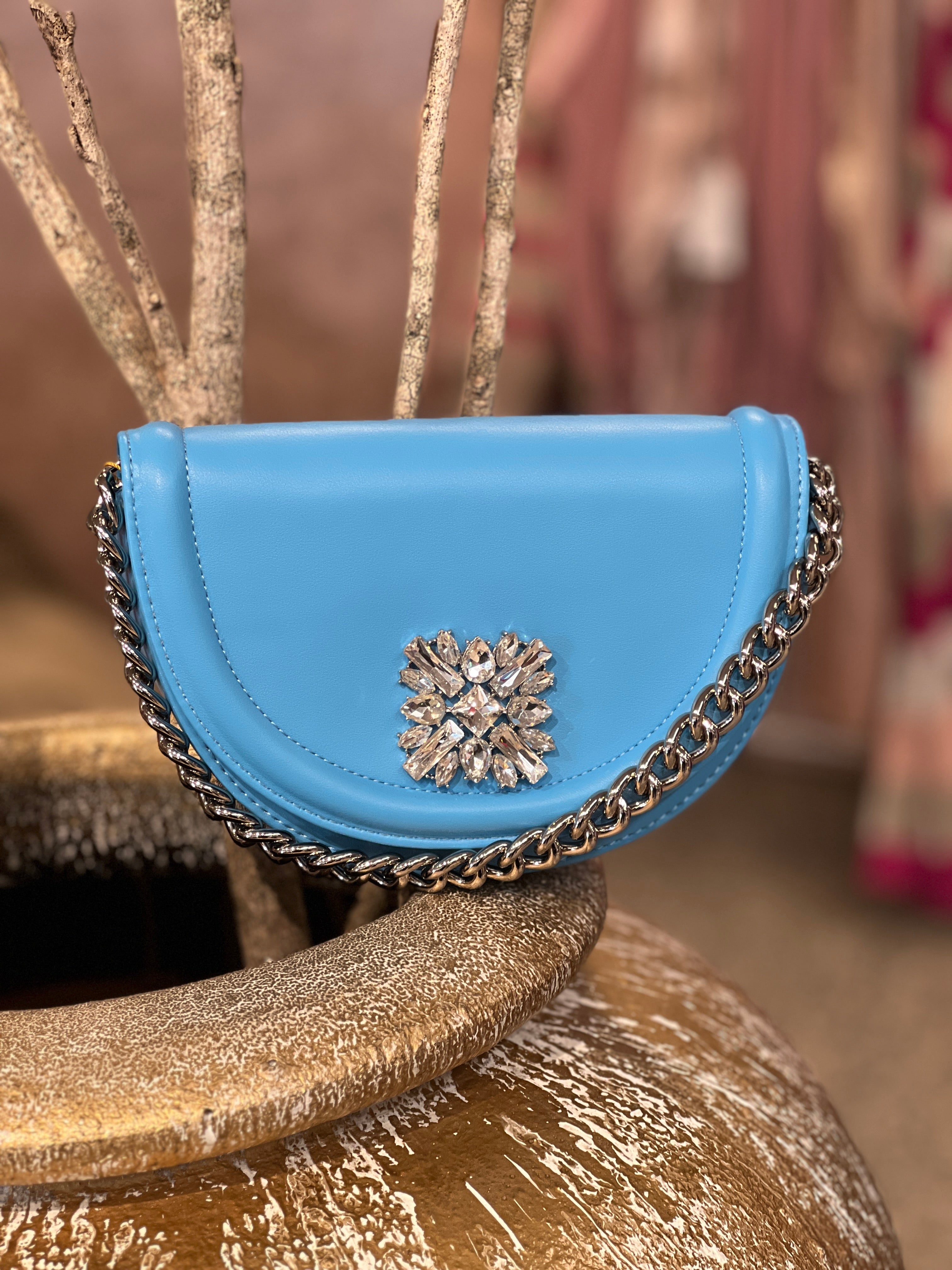 Rose - Lille håndtaske med similitensten og sølv kæde