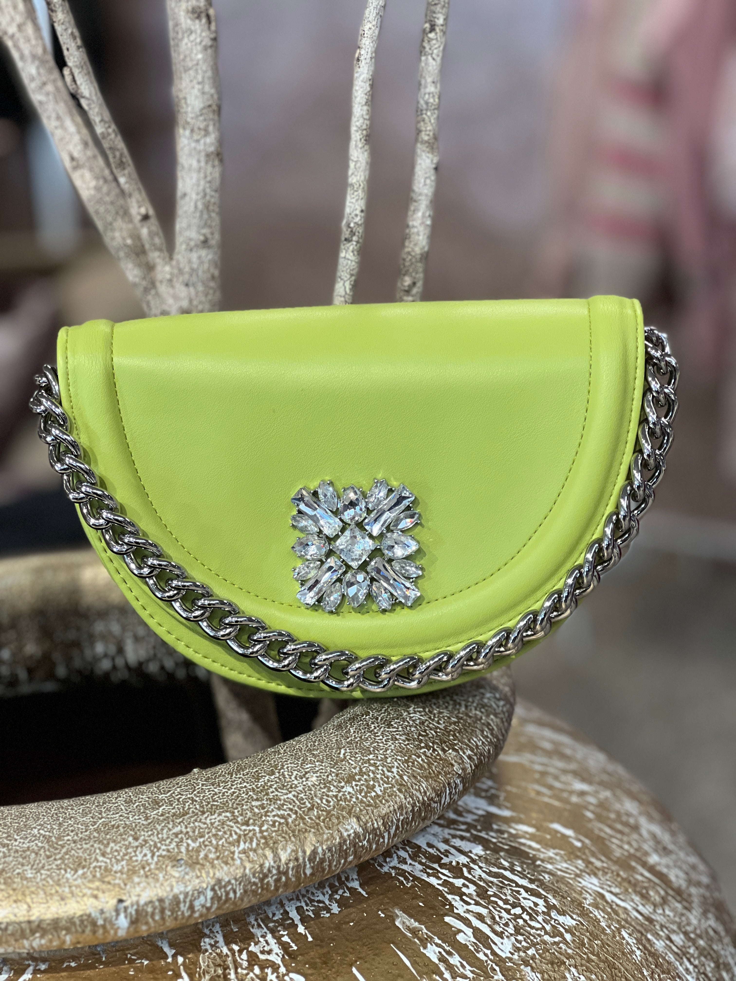 Rose - Lille håndtaske med similitensten og sølv kæde