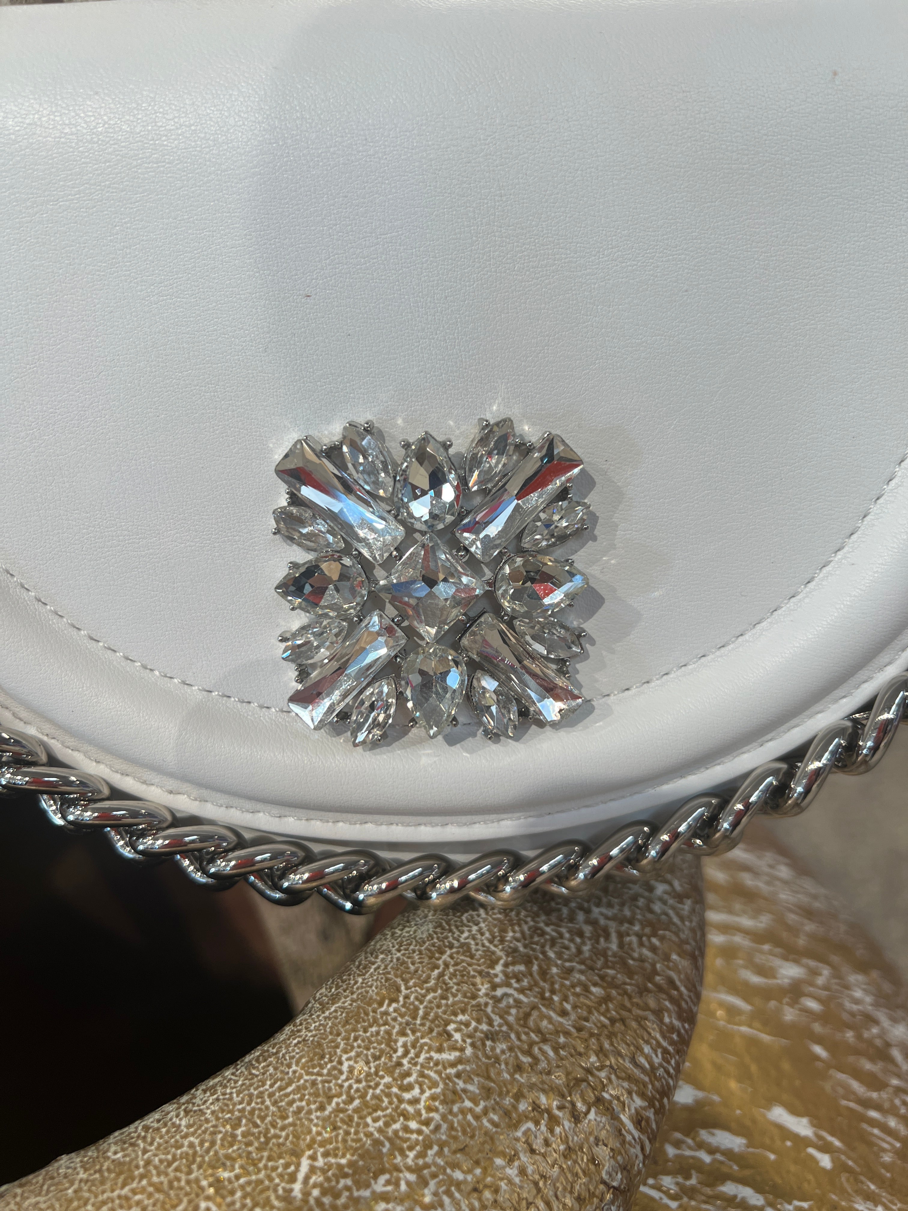 Rose - Lille håndtaske med similitensten og sølv kæde