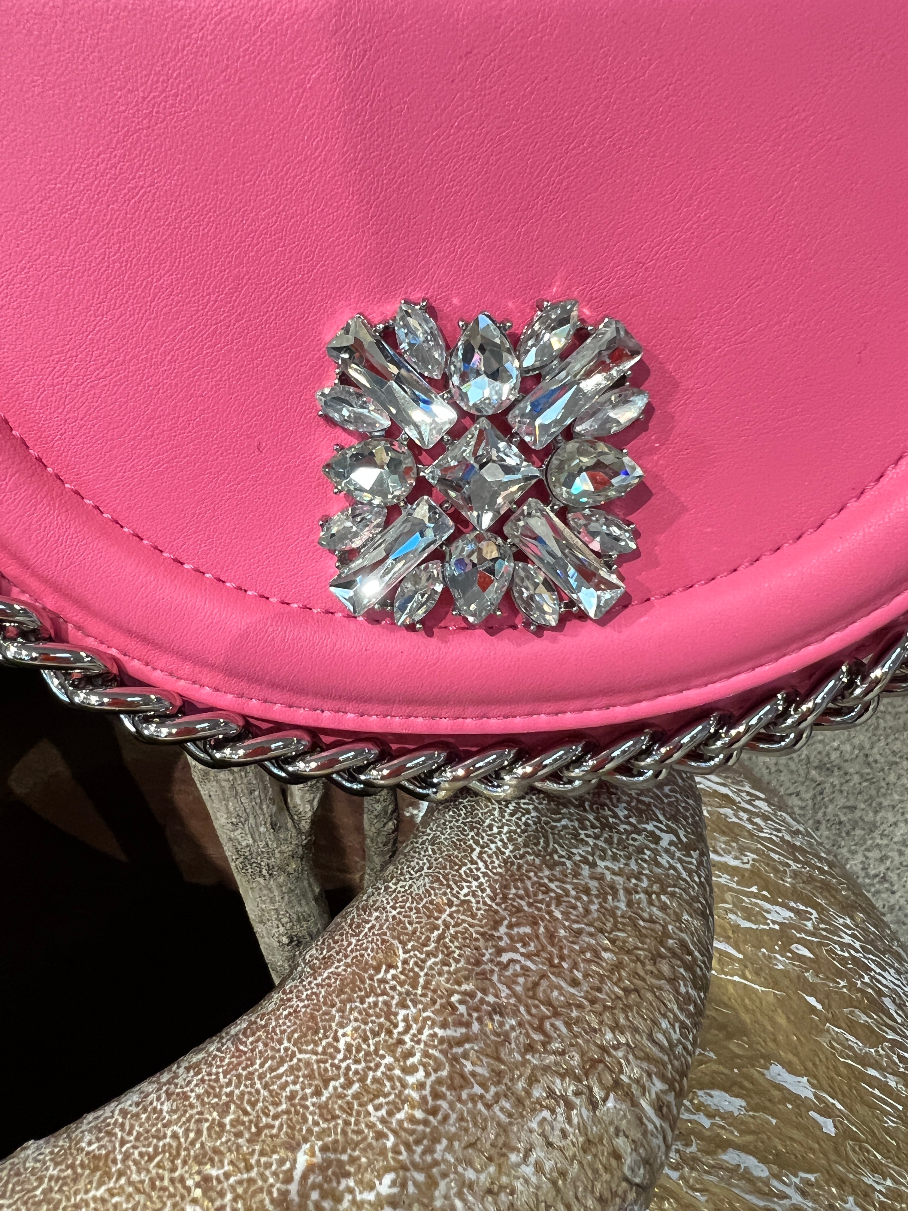 Rose - Lille håndtaske med similitensten og sølv kæde